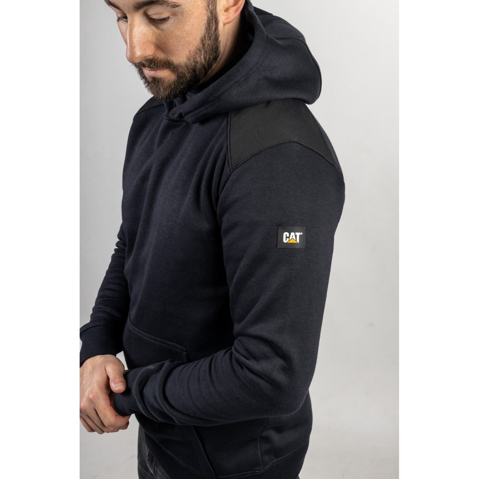 Caterpillar Essentials Synthetic Men's Blue Hooded Sweatshirt