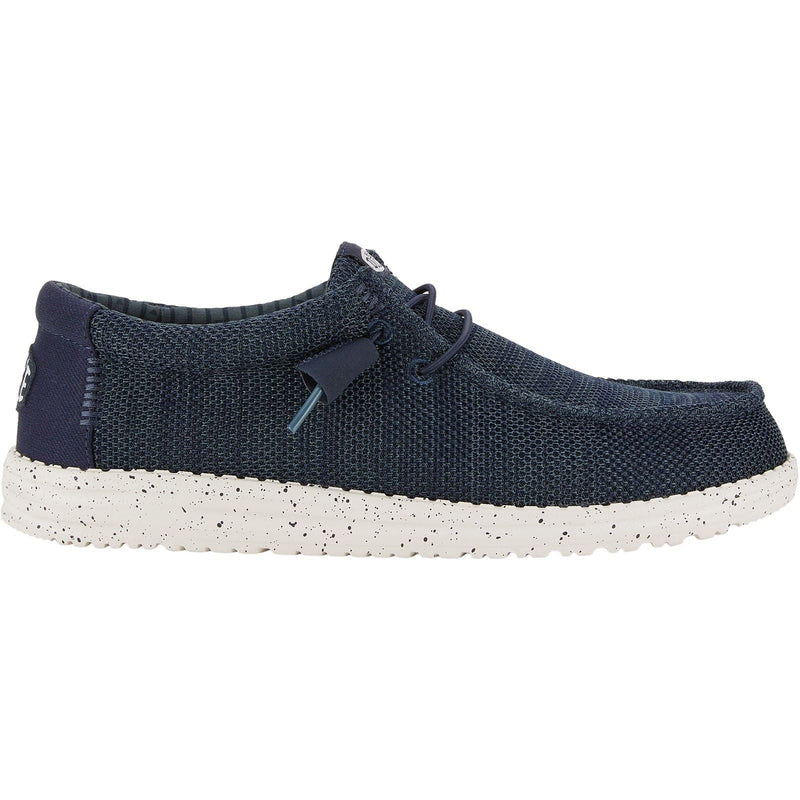 HEYDUDE Wally Stretch Mesh Synthetic Men's Navy Boat Shoes