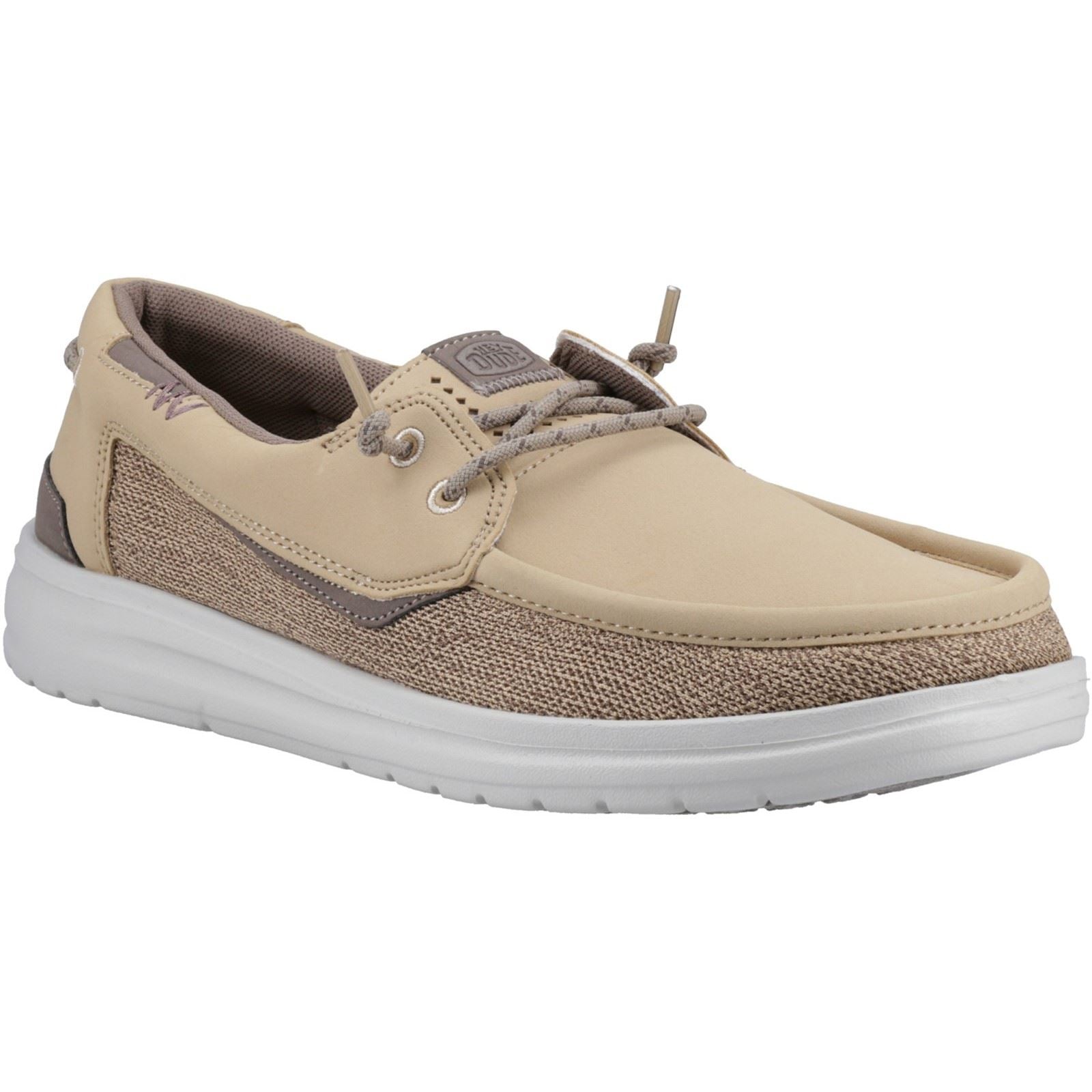HEYDUDE Welsh Grip Classic Mesh Cotton Blend Men's Incense/Morel Brown Boat Shoes
