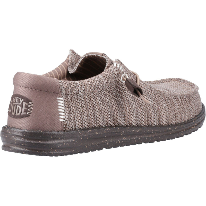 HEYDUDE Wally Stretch Mesh Synthetic Men's Deep Taupe/Mole Brown Moccasins Shoes