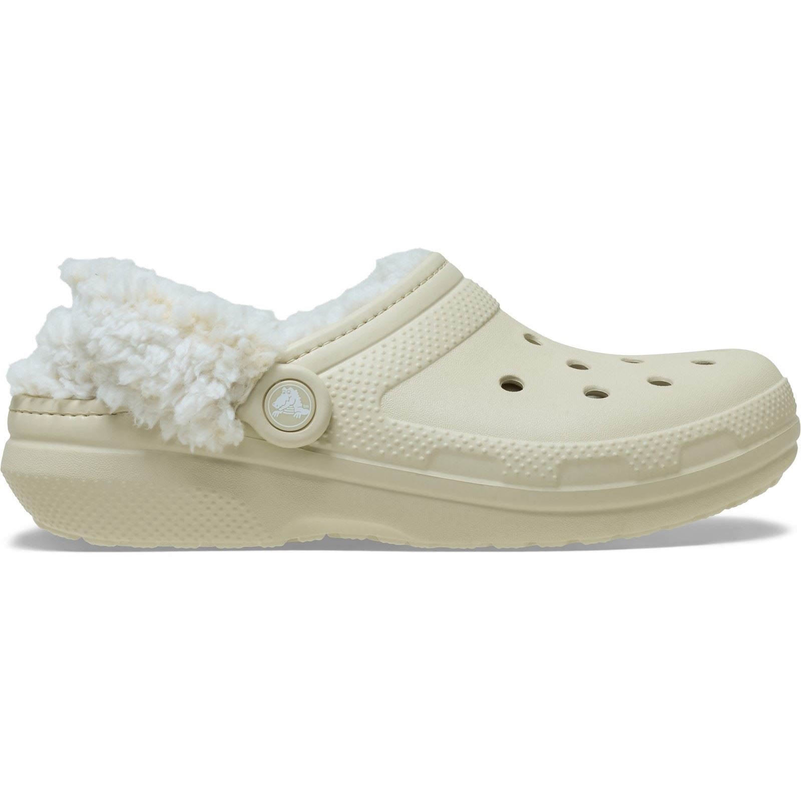 Crocs Classic Fleece Lined Polyester Blend Women's Bone Clogs