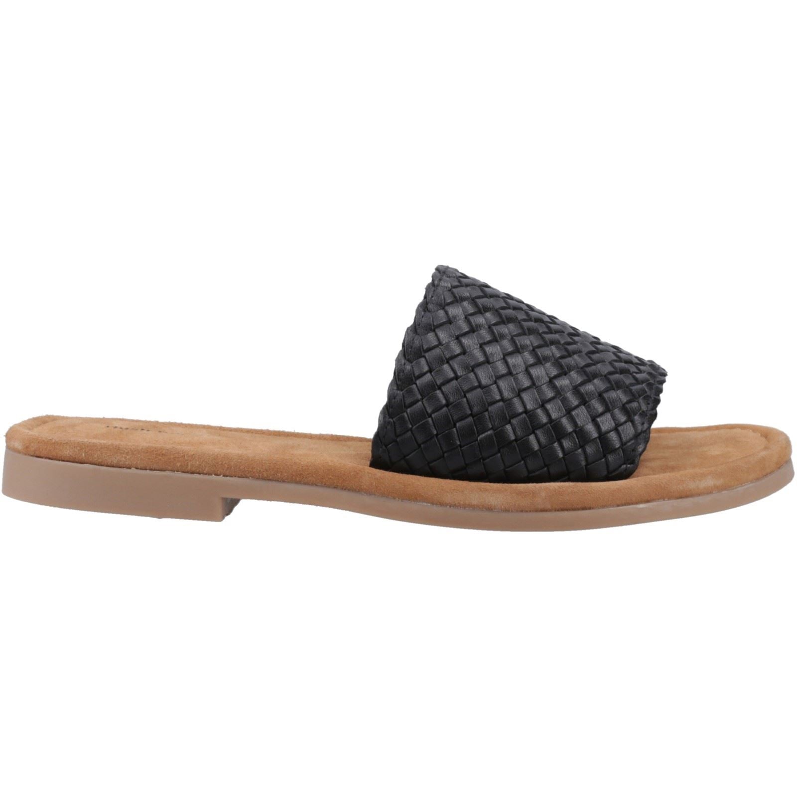 Hush Puppies Hetty Slide Leather Women's Black Wide Sandals