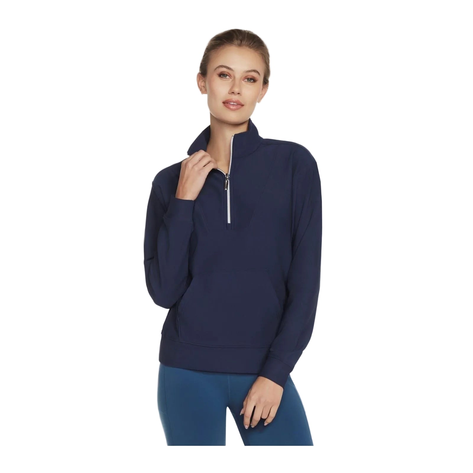 Skechers Performance GoLuxe Rib 1/4 Zip Polyester Women's Blue Pullover