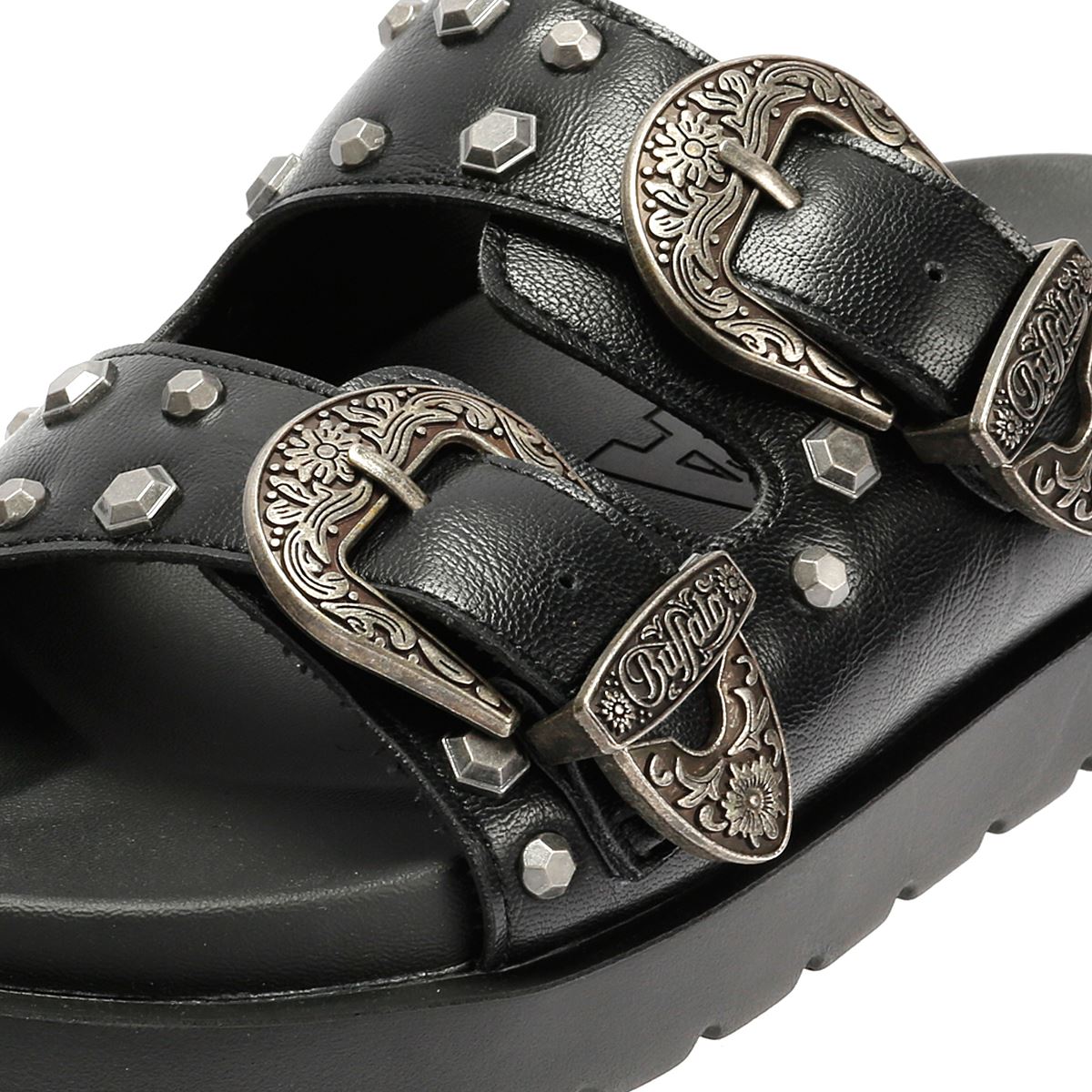 Buffalo Raya Ari West Leather Women's Black Sandals