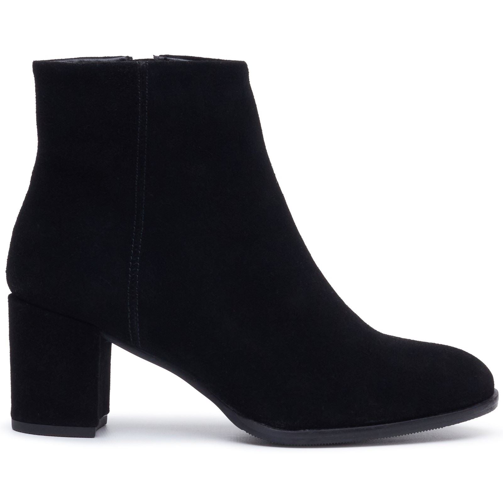 Hush Puppies Claridy Suede Leather Women's Black Heeled Ankle Boots
