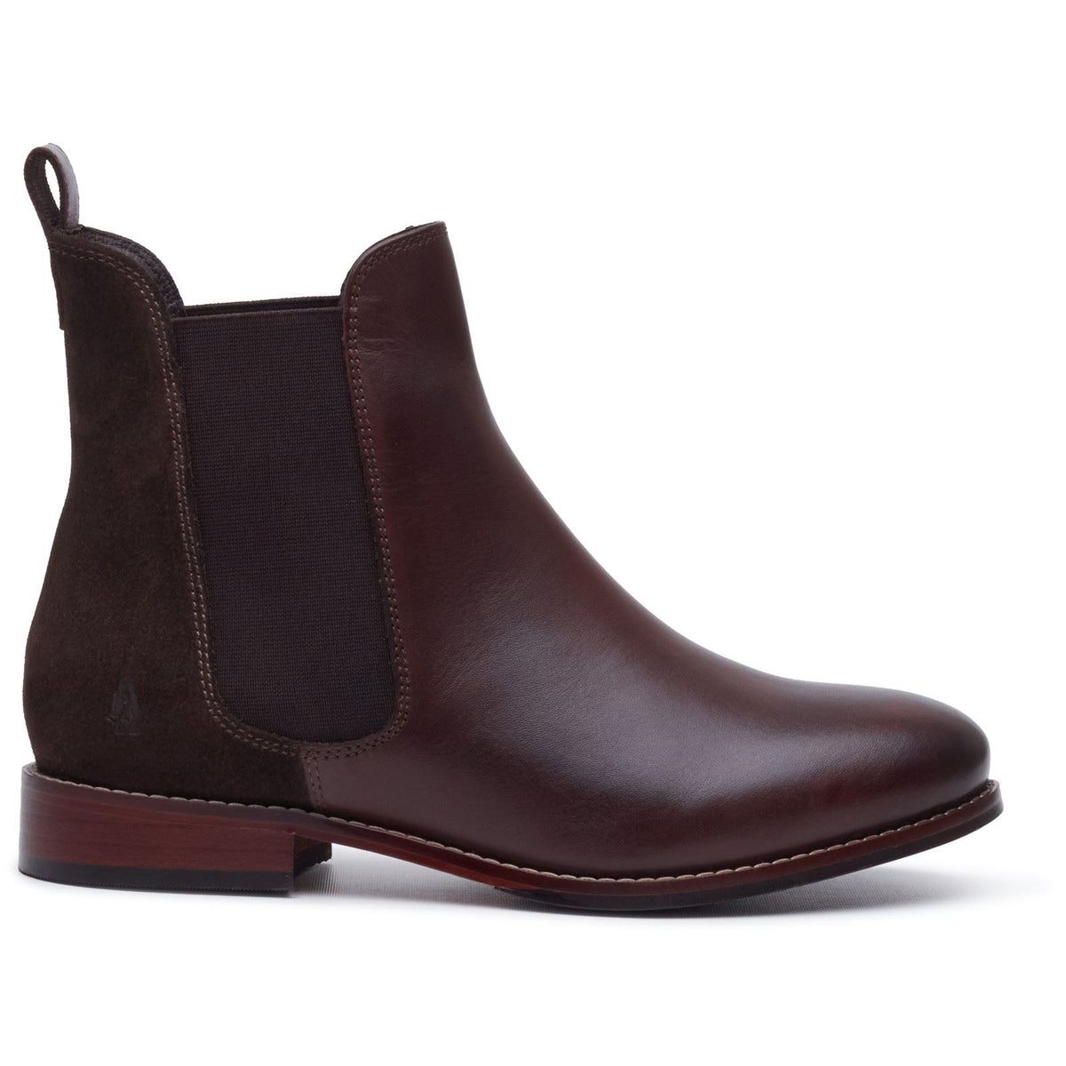 Hush Puppies Colette Leather Women's Chocolate Wide Fit Flat Chelsea Boots