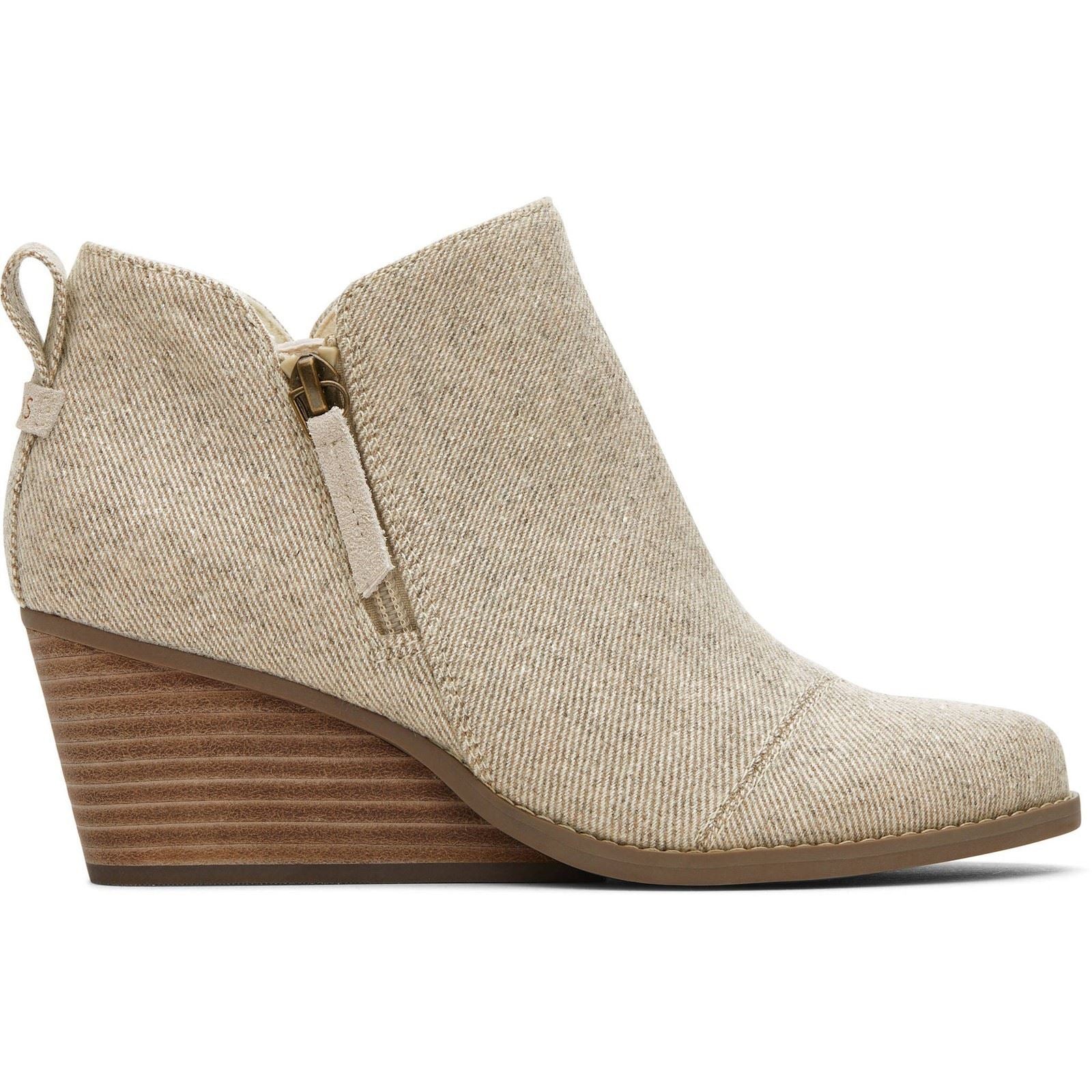 TOMS Goldie Textile Women's Natural Heeled Ankle Boots