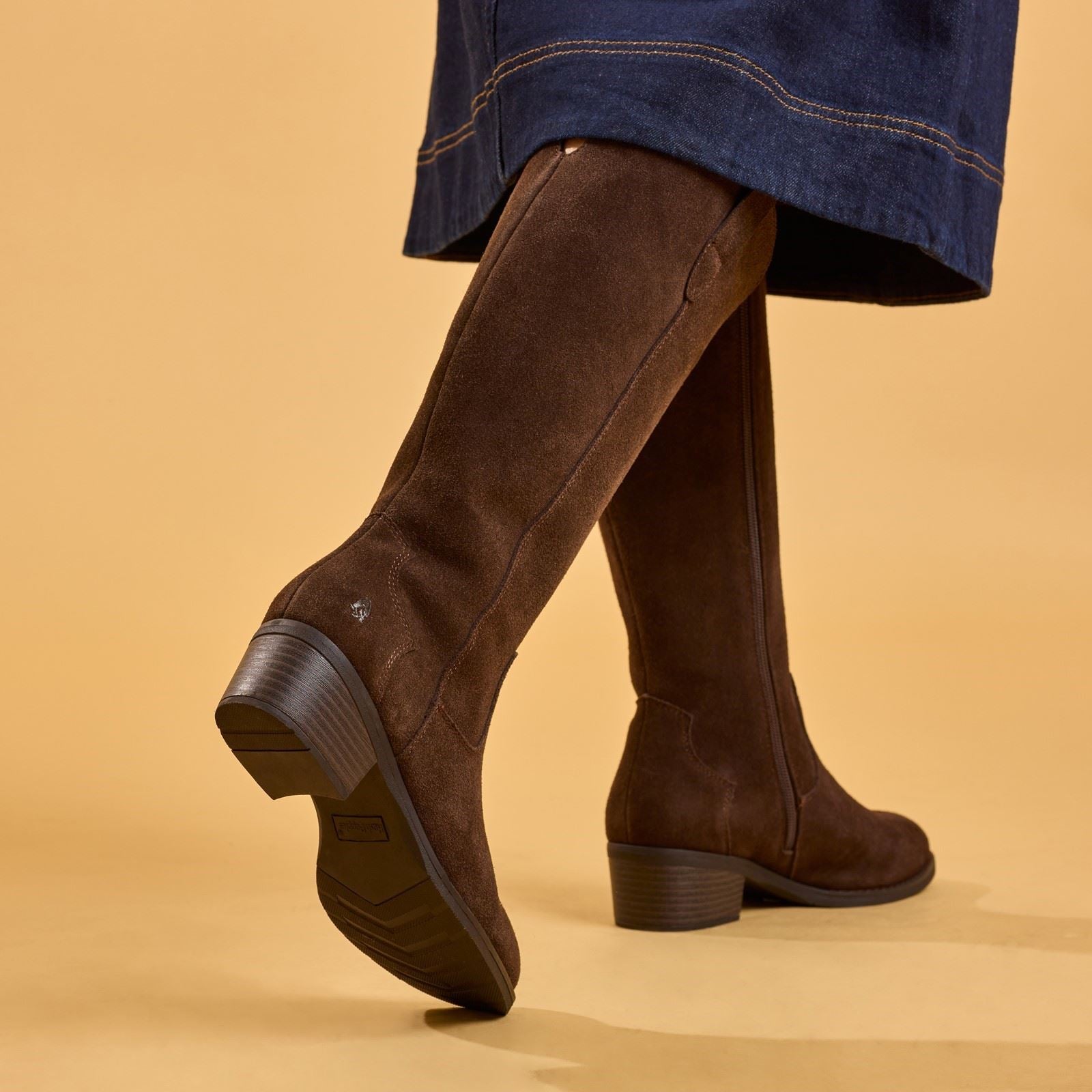 Hush Puppies Isabella Long Suede Women's Chocolate Winter Knee High Boots