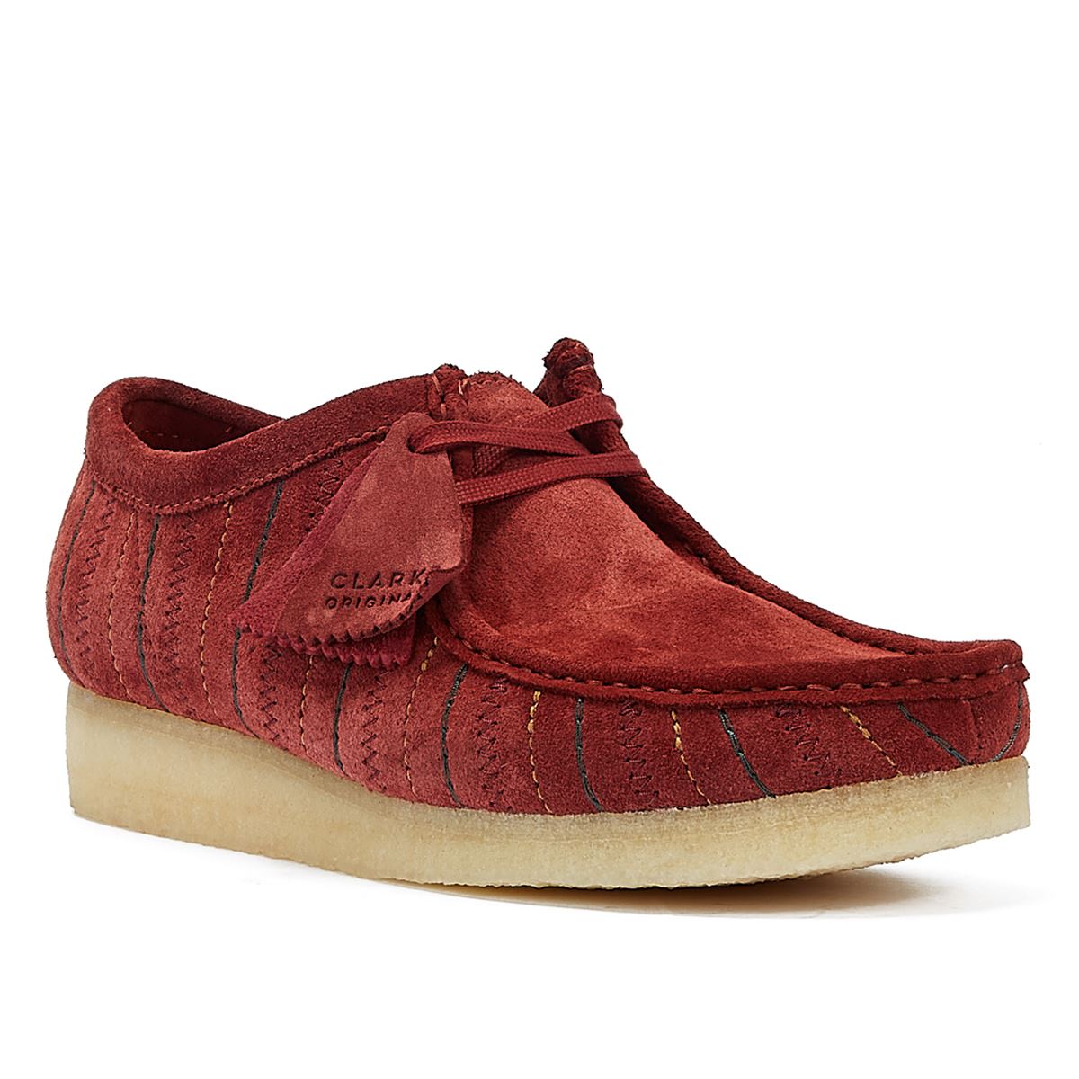 Clarks Originals Wallabee Combination Men's Burgundy Lace-Up Shoes