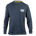 Caterpillar Trademark Banner Long Sleeve Cotton Men's Blue T-Shirt
