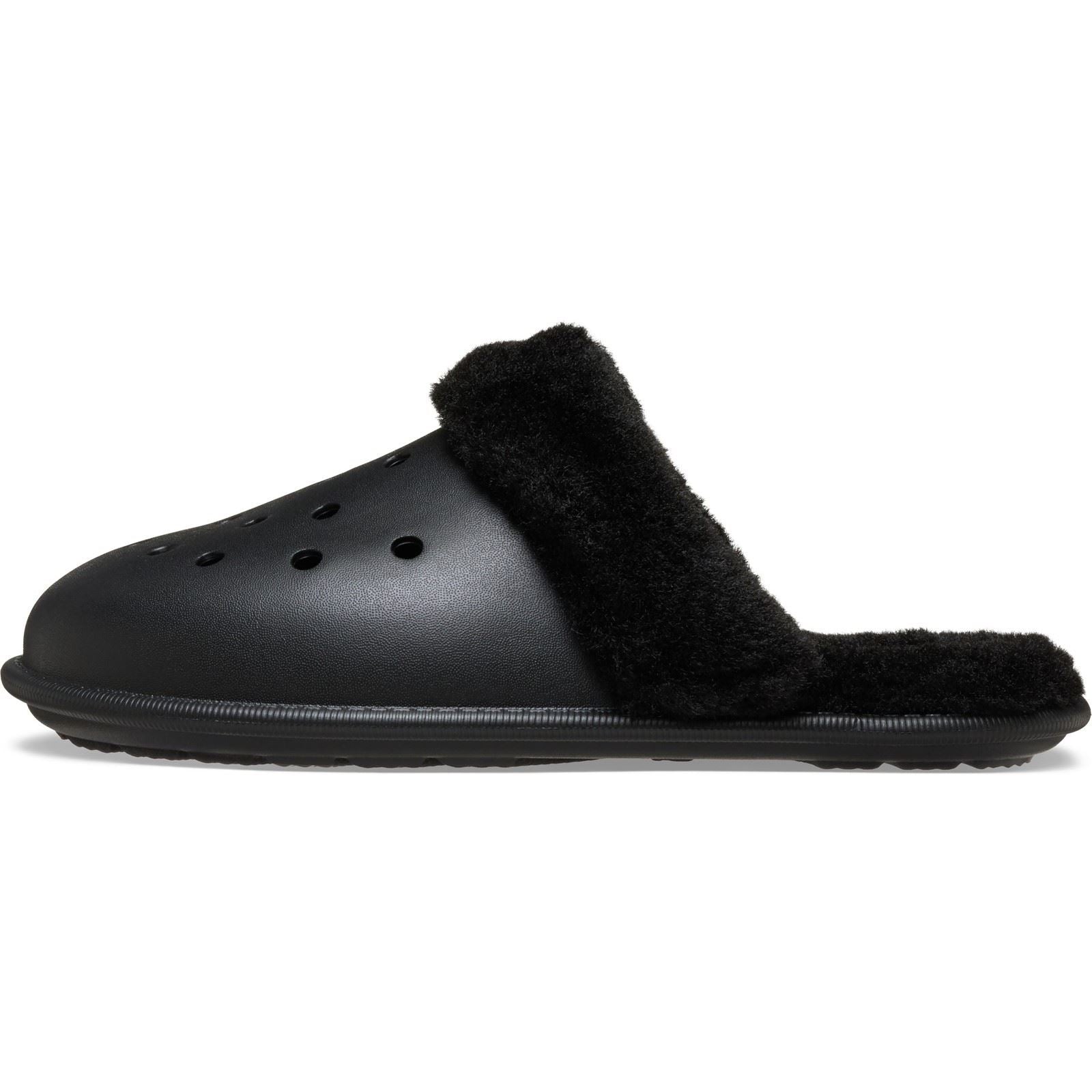 Crocs Classic Fuzz Scuff Thermoplastic Black Slippers