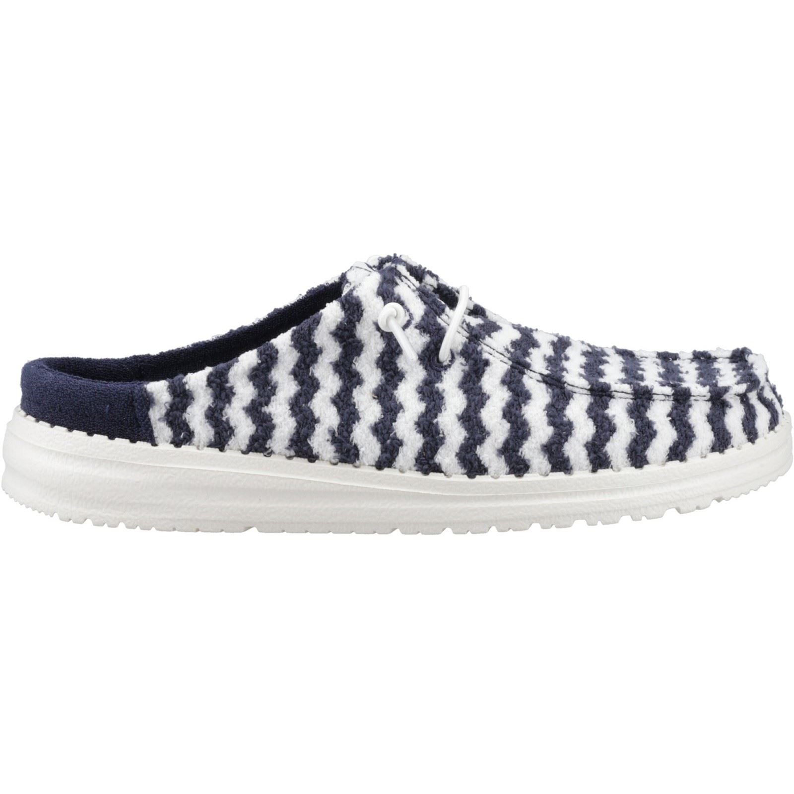 HEYDUDE Wendy Slip Terry Stripe Synthetic Women's Navy Blazer/Egret Mules