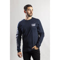 Caterpillar Trademark Banner Long Sleeve Cotton Men's Blue T-Shirt