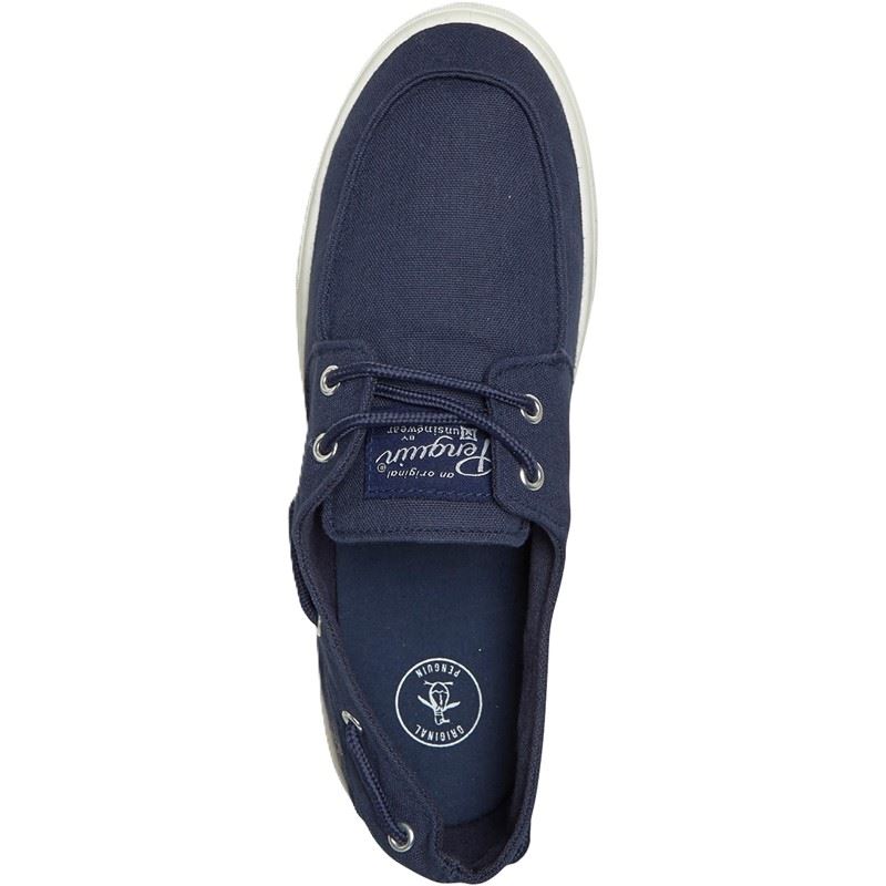 Penguin Sailor Canvas Men's Navy Lace-Up Shoes