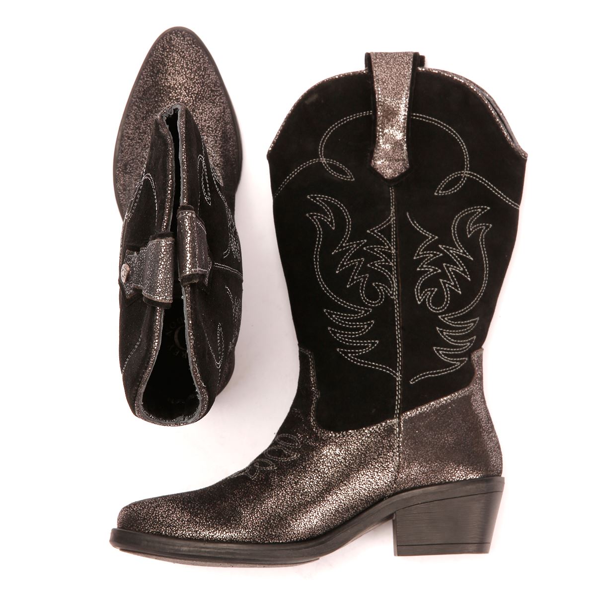 Osprey London The Louisiana Leather Women's Black/Gunmetal Boots
