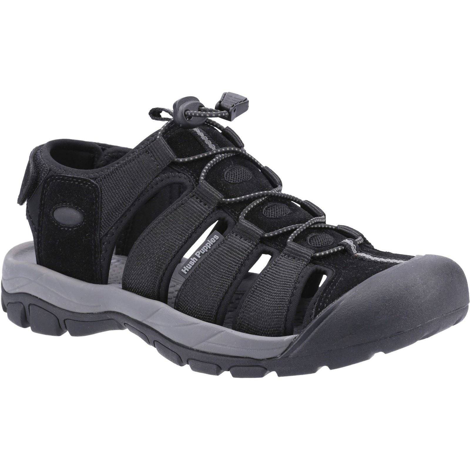 Hush Puppies Peru Synthetic/Webbing Men's Black Sandals