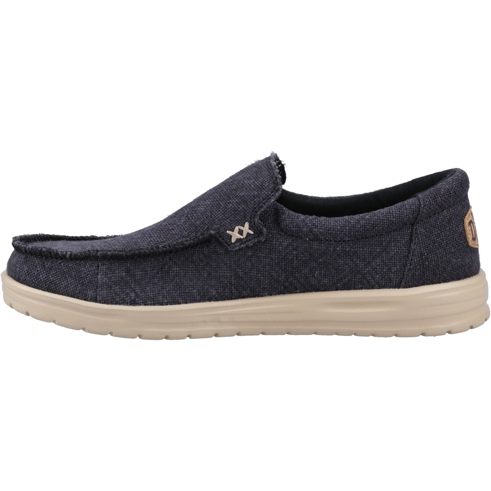 HEYDUDE Mikka Jute Linen Men's Black/Irish Cream Moccasins Shoes