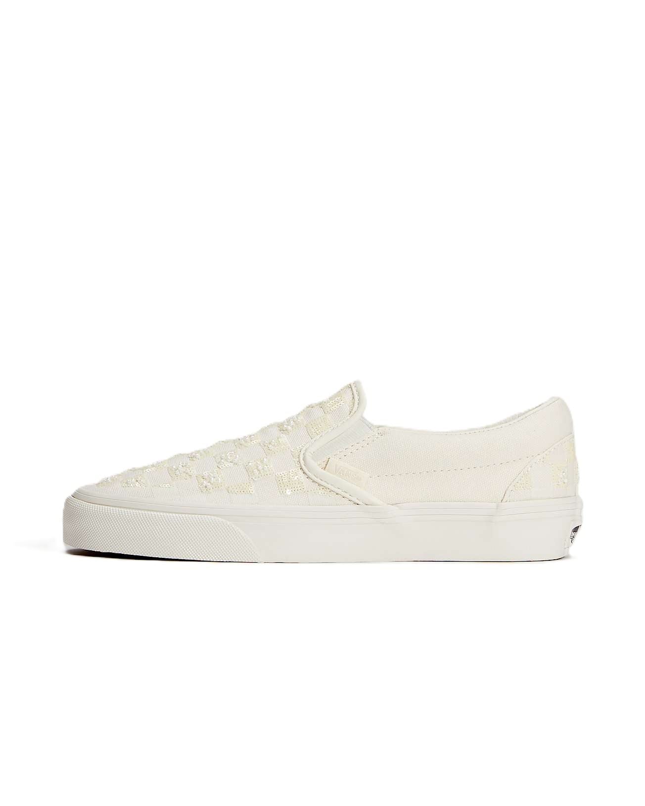 Vans Classic Slip-On Canvas Women's White Beaded Checkerboard Trainers