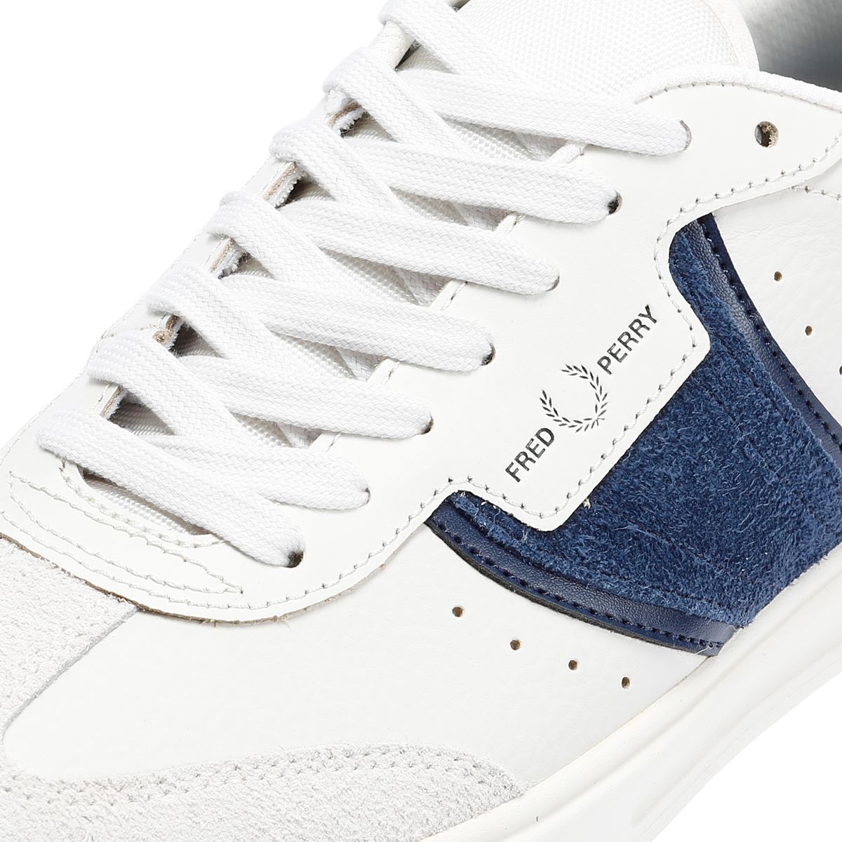 Fred Perry B4 Textured Leather/Suede Men's Porcelain/Blue Trainers