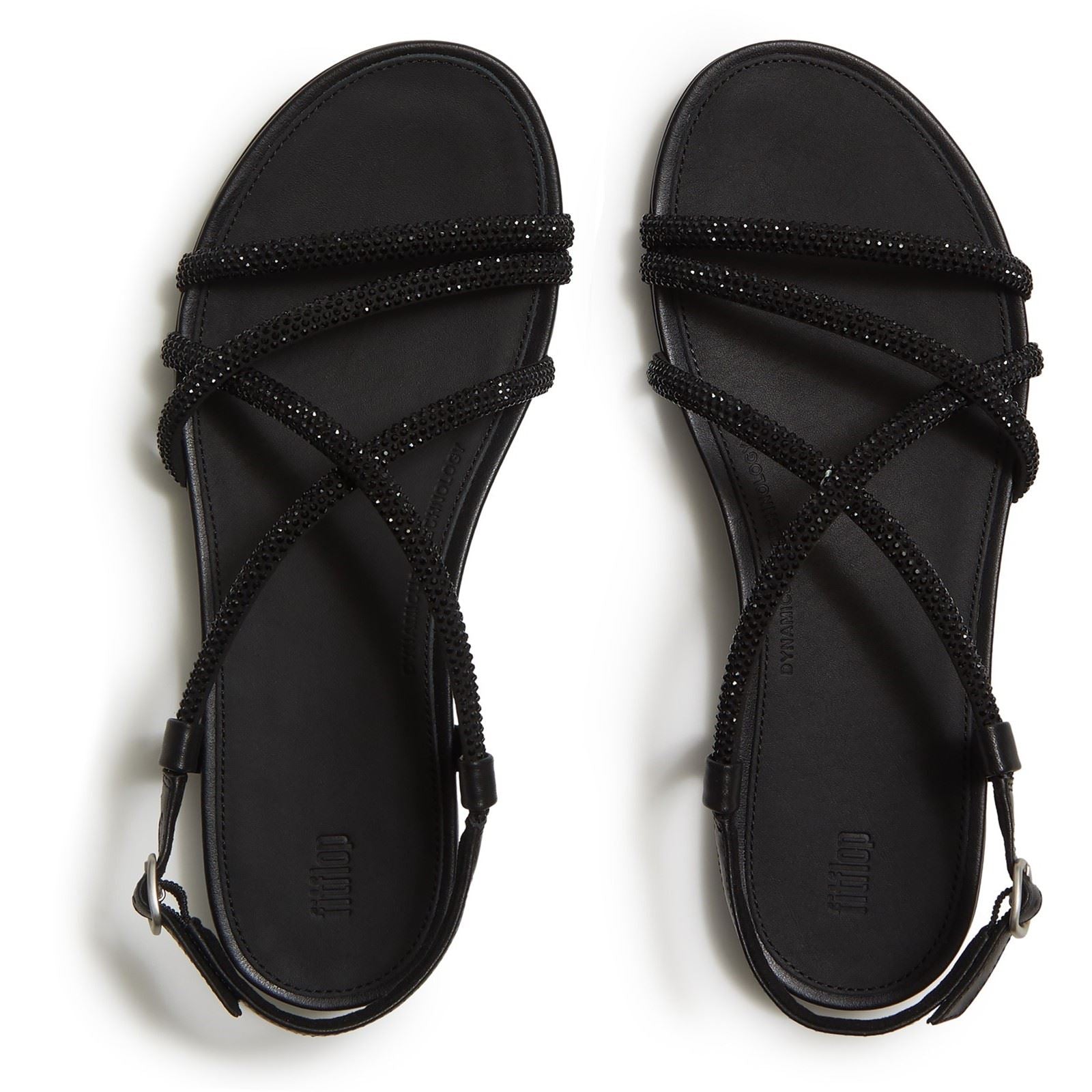 Fitflop Fino Toe-Post Leather Women's All Black Sandals