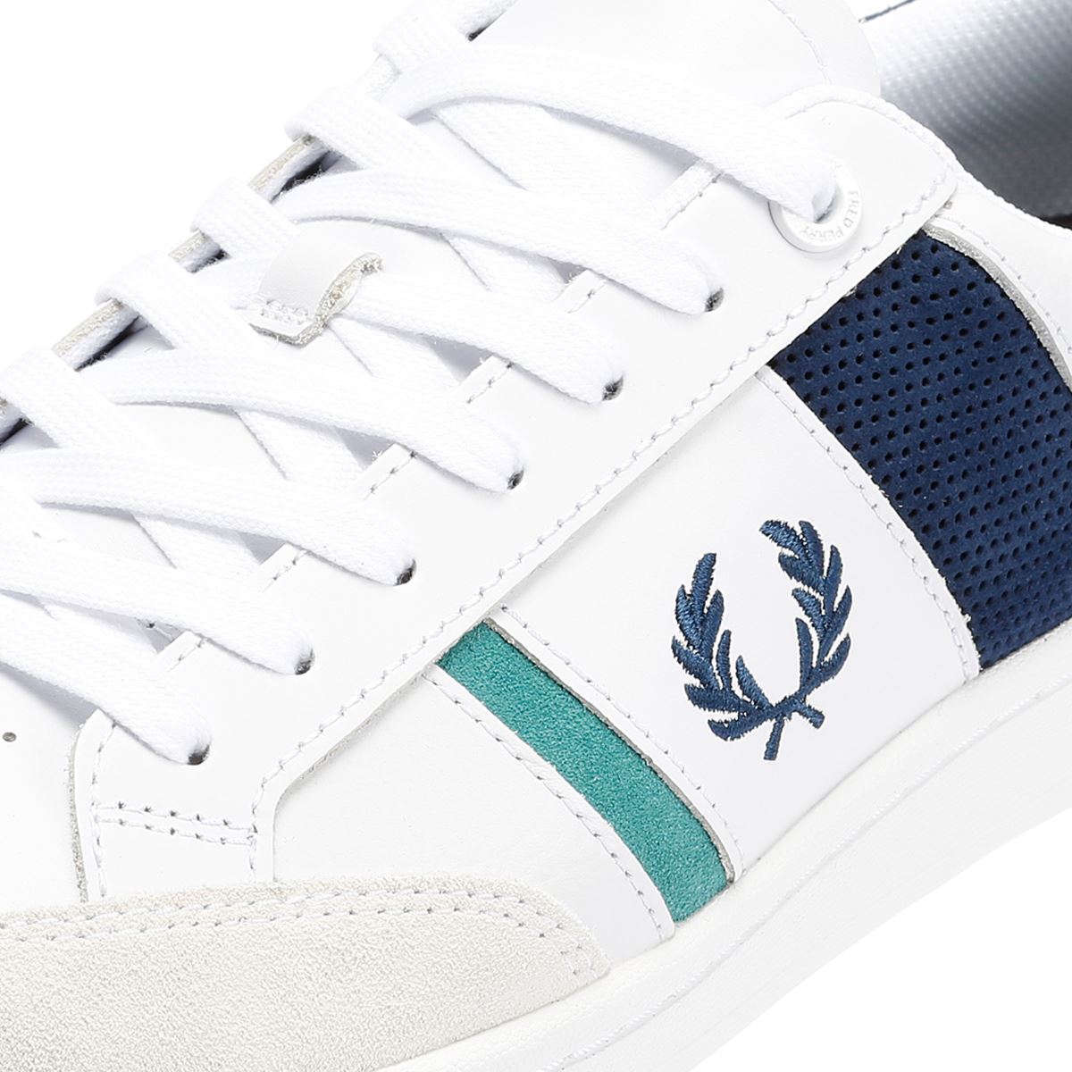 Fred Perry B725 Leather Suede Men's White/Navy/Mint Trainers