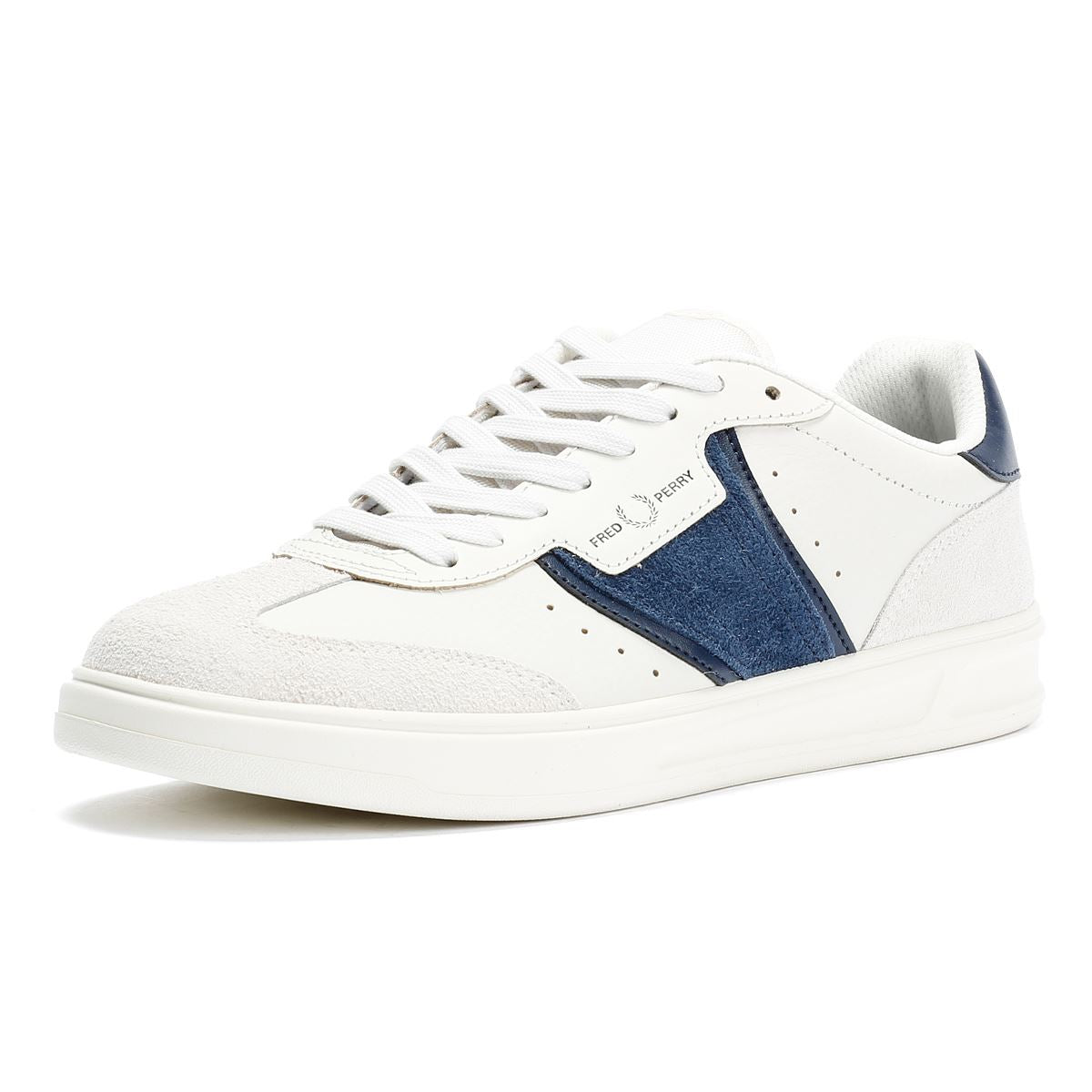 Fred Perry B4 Textured Leather/Suede Men's Porcelain/Blue Trainers