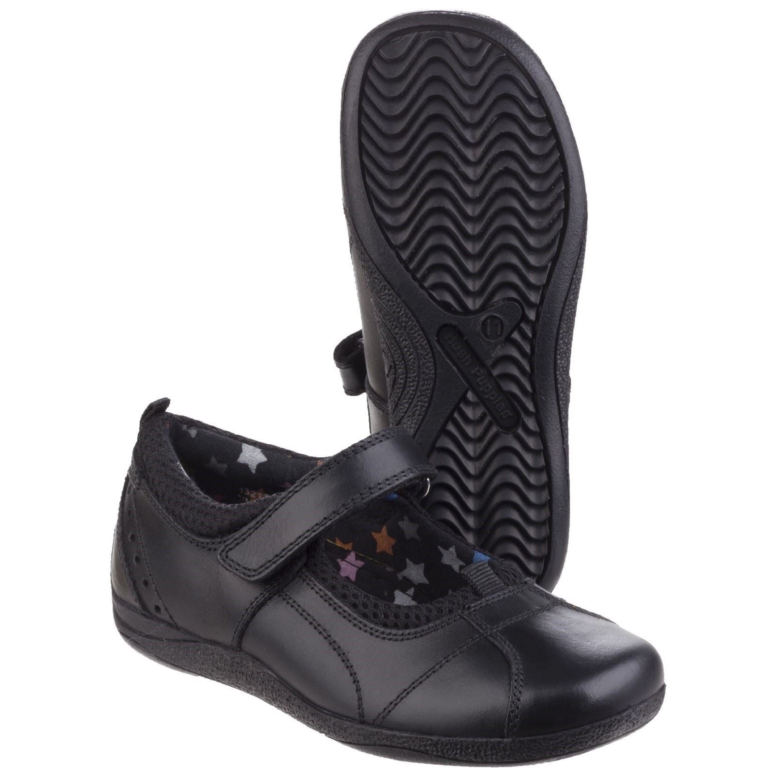 Hush Puppies Cindy Junior Leather Girls Black Shoes