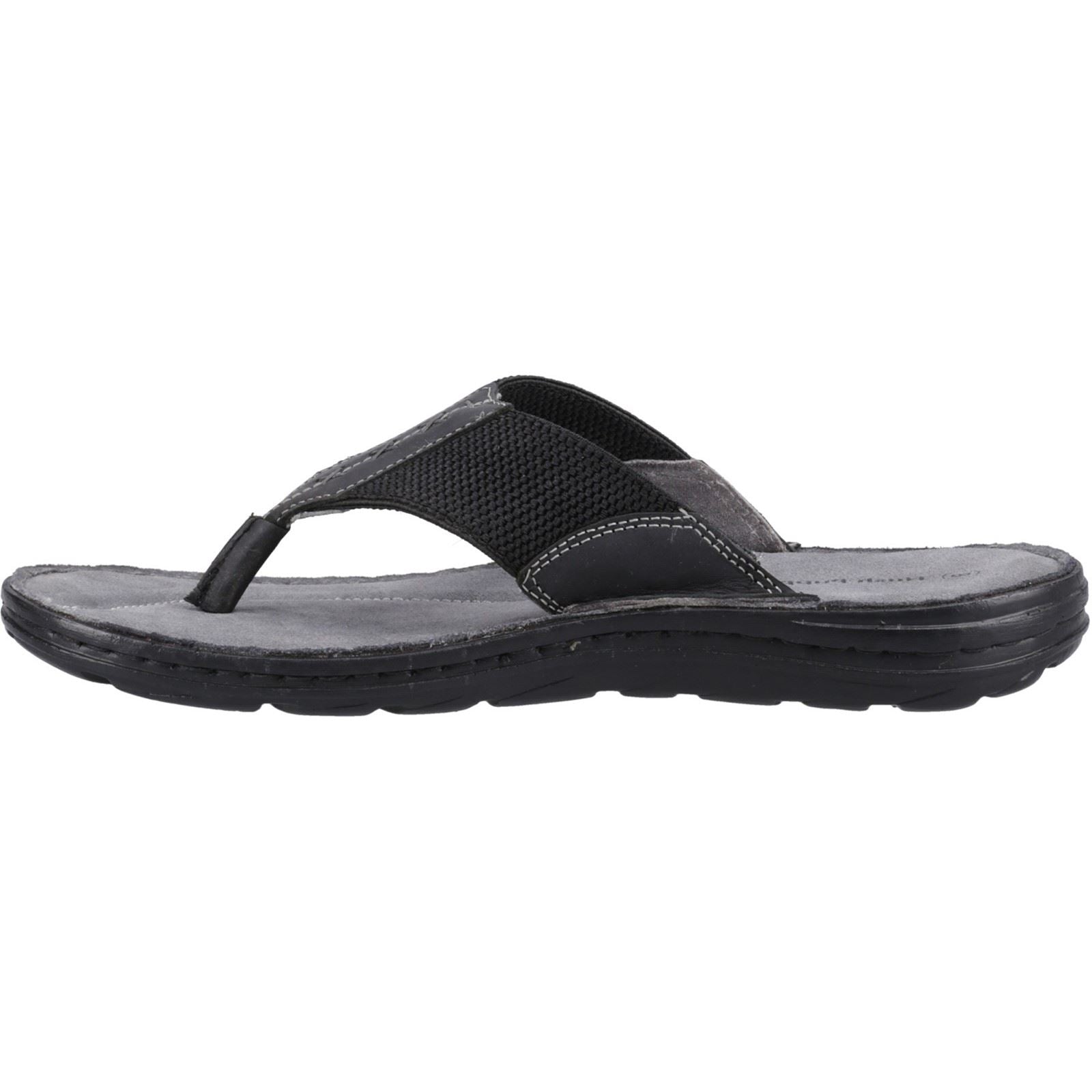 Hush Puppies Alan Toepost Leather Men's Black Flip Flops