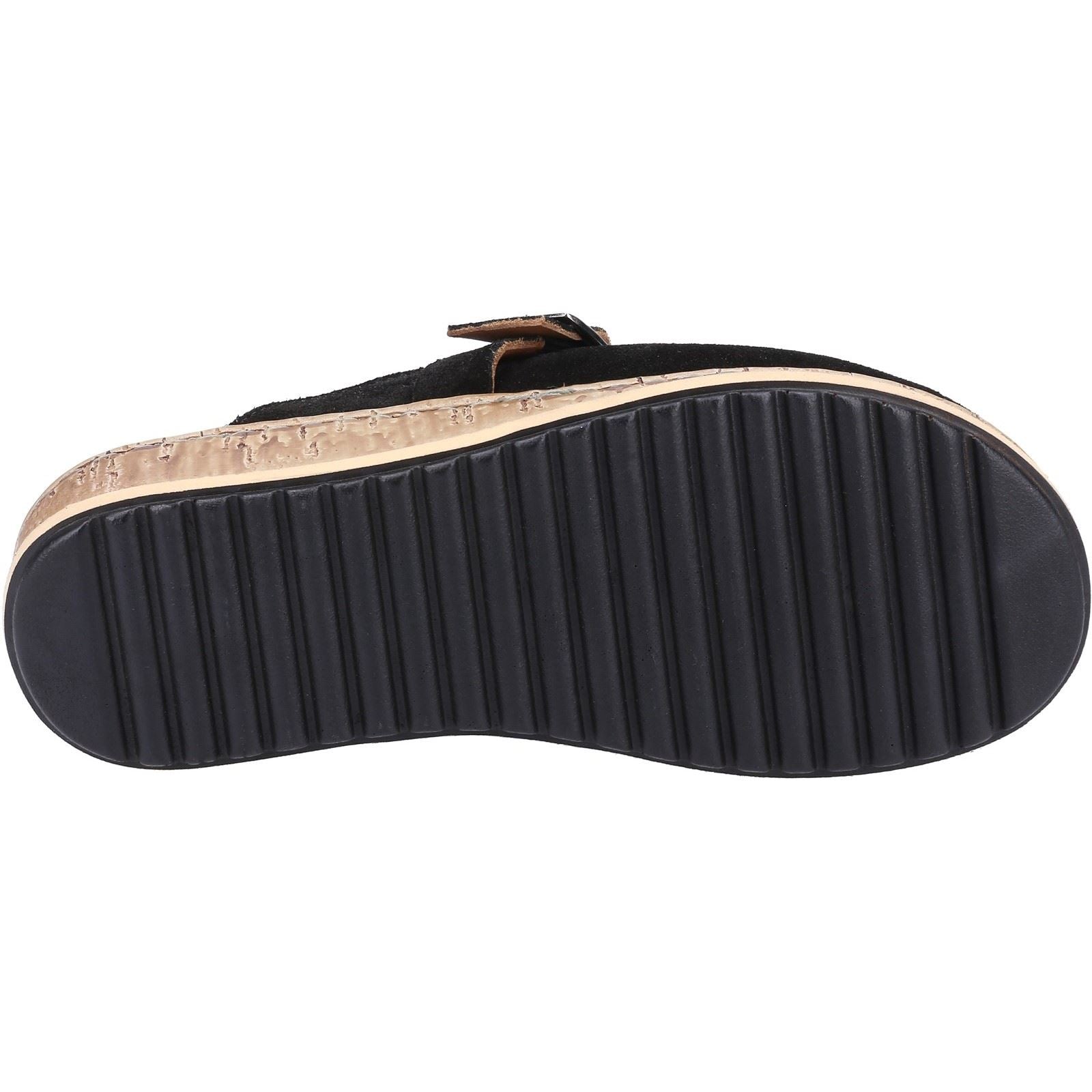 Hush Puppies Sorcha Mule Leather Women's Black Suede Sandals