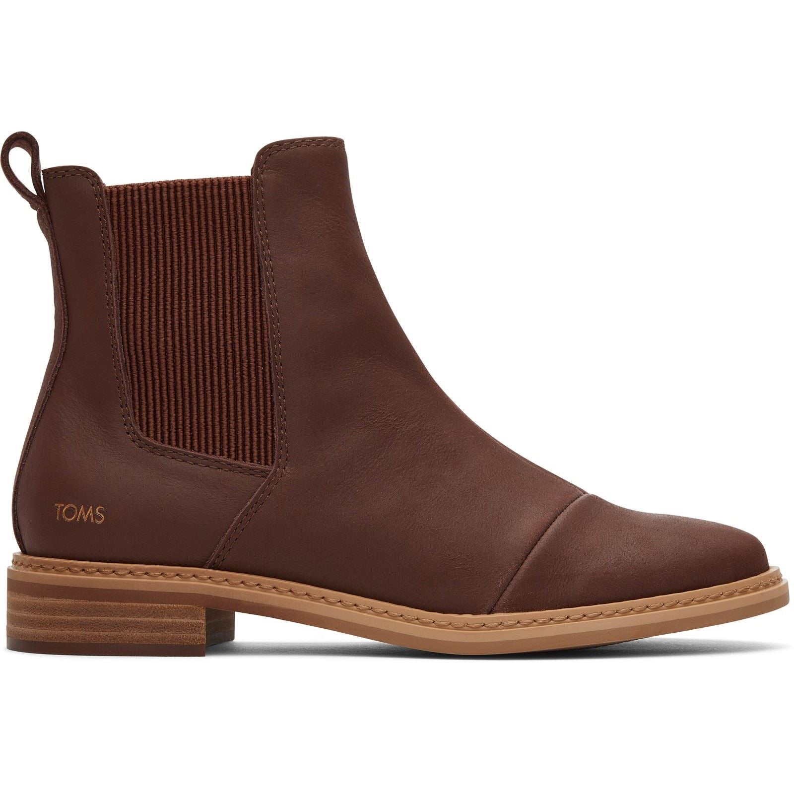TOMS Charlie Leather Women's Chestnut Flat Chelsea Boots