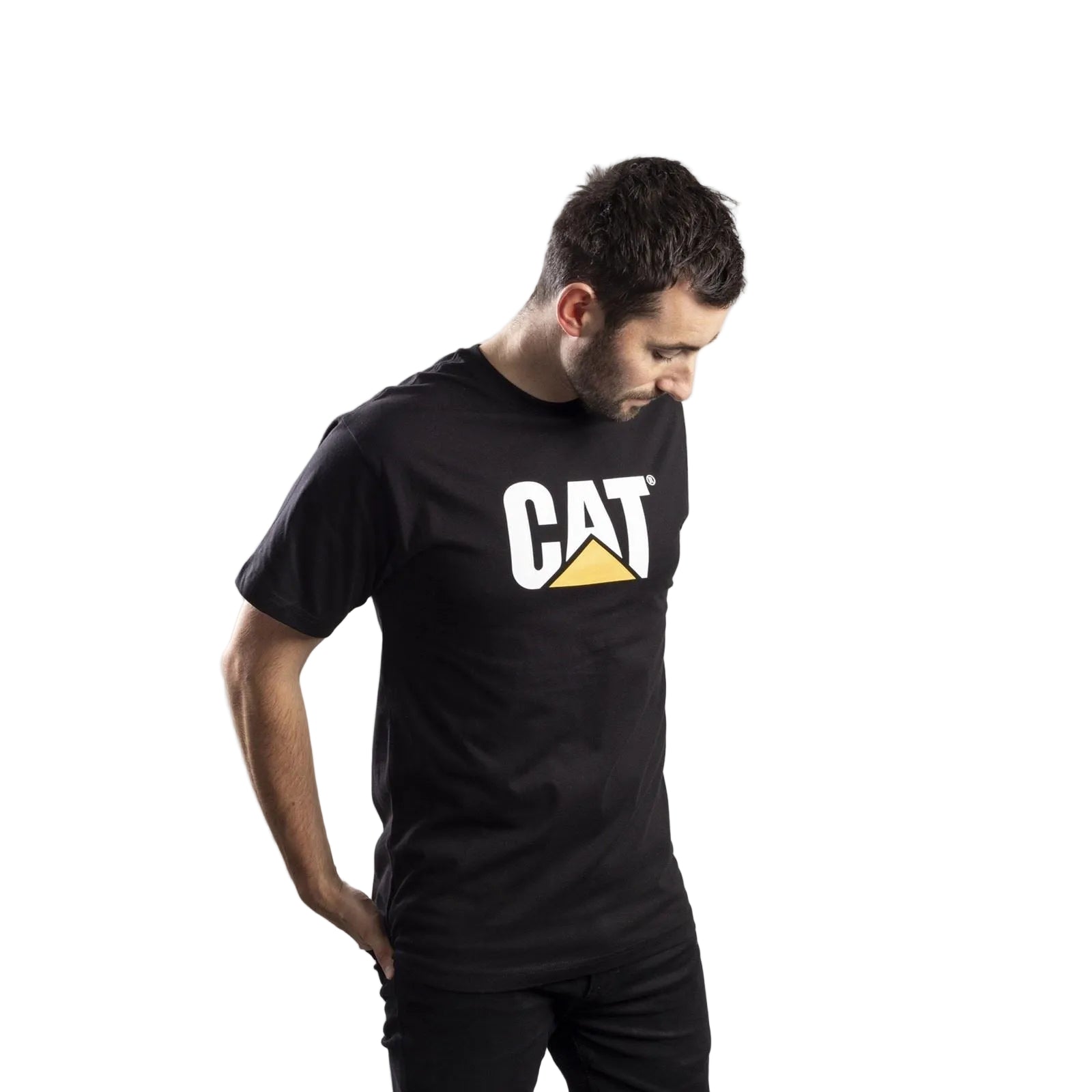 Caterpillar Trademark Logo Cotton Men's Black T-Shirt