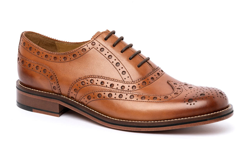 Chapman & Moore Oxford Brogue Leather Men's Tan Burnish Shoes