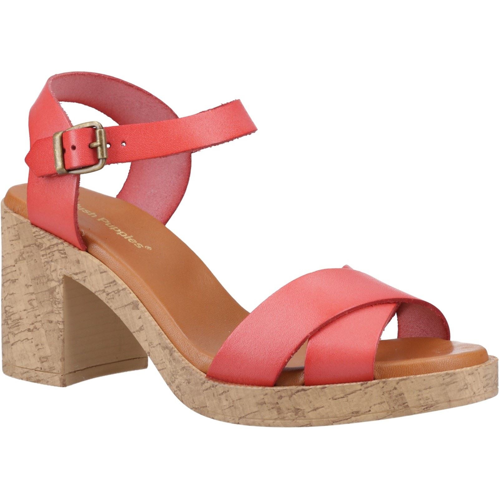 Hush Puppies Georgia Cork Leather Women's Coral Sandals