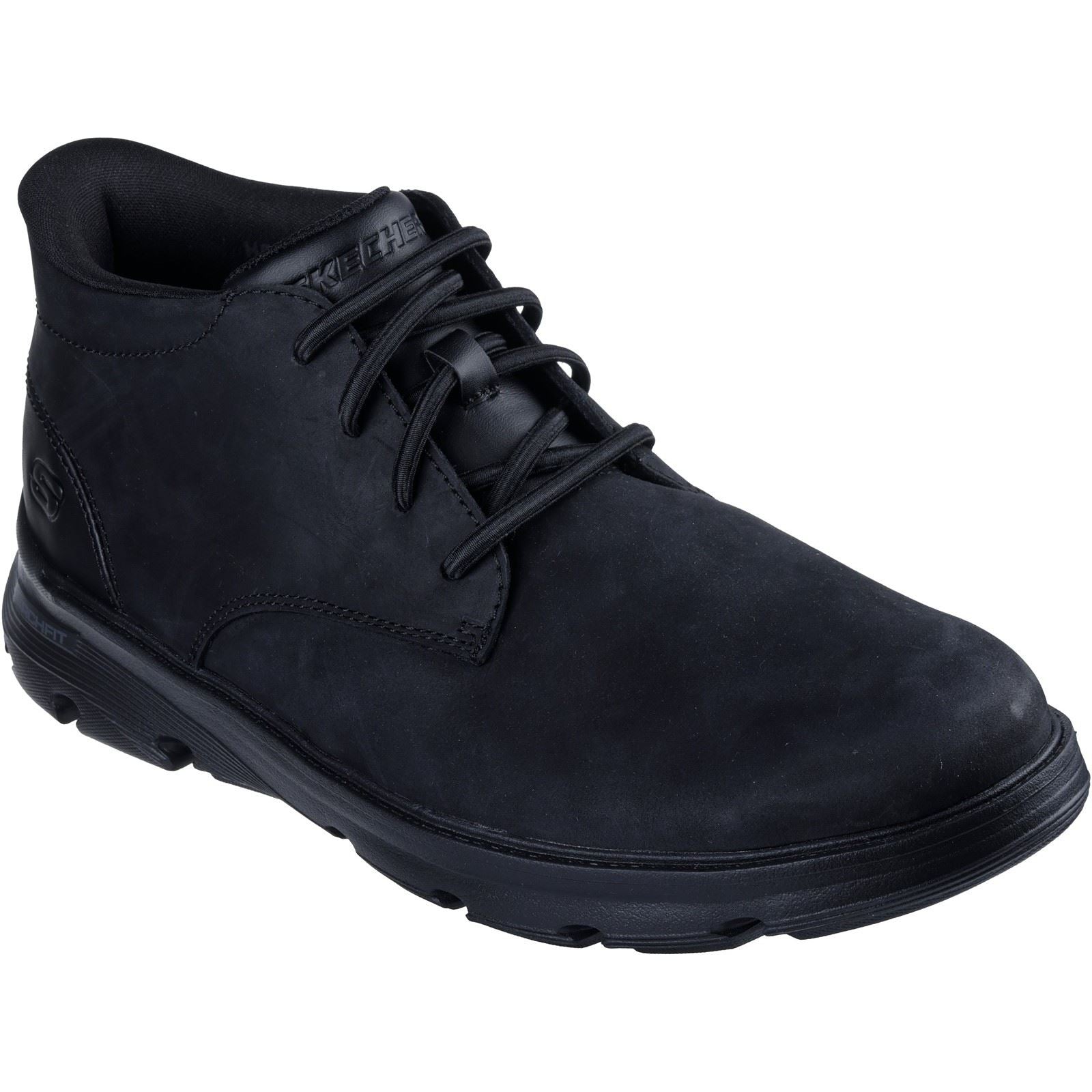 Skechers Arch Fit Garza Ridley Leather Men's Black Ankle Boots