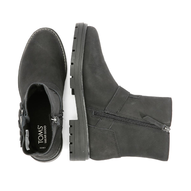 TOMS Ionie Moto Nubuck Leather Women's Black Boots