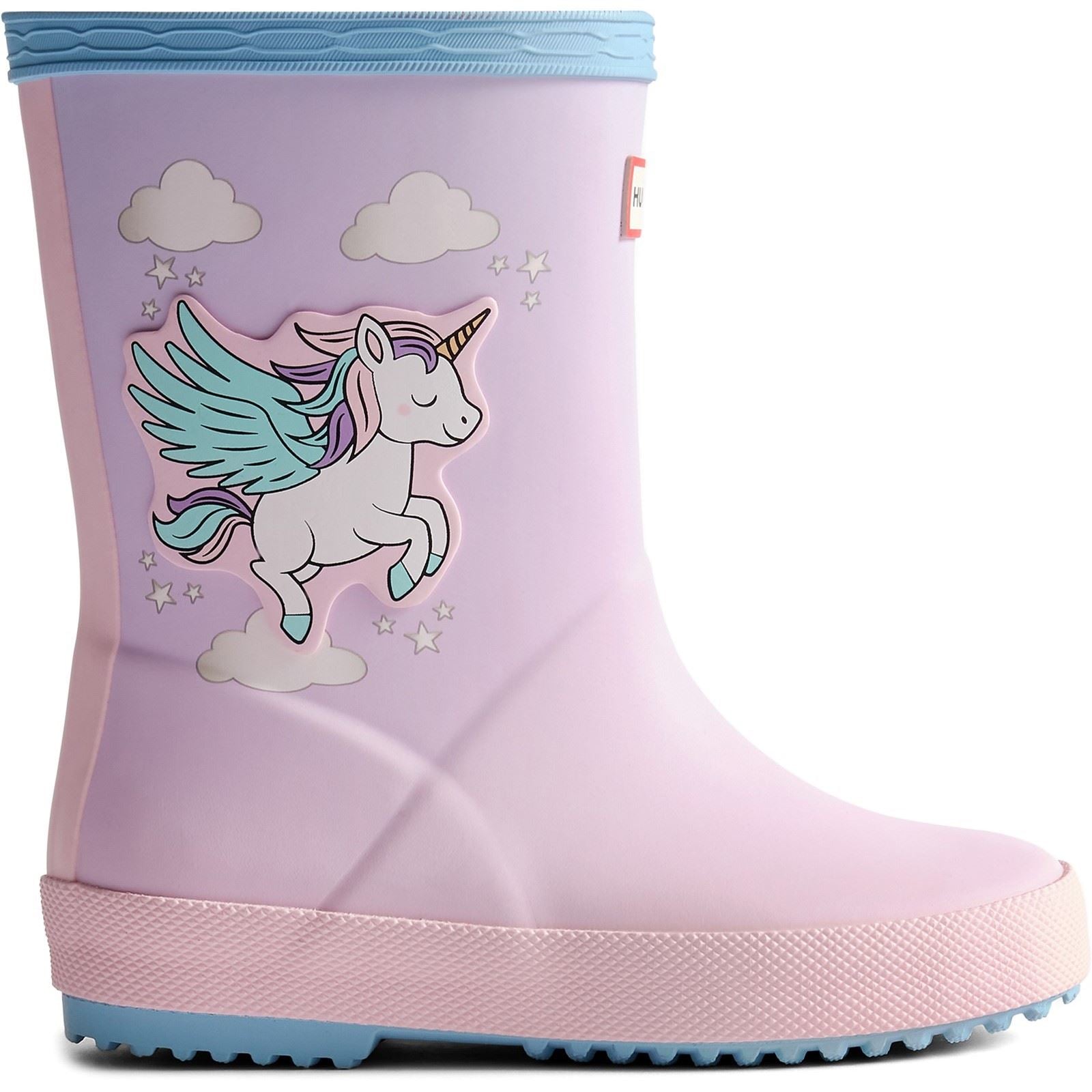 Hunter First Unicorn Print Girls's Blue Frost/ Parfait Pink Wellington Boots