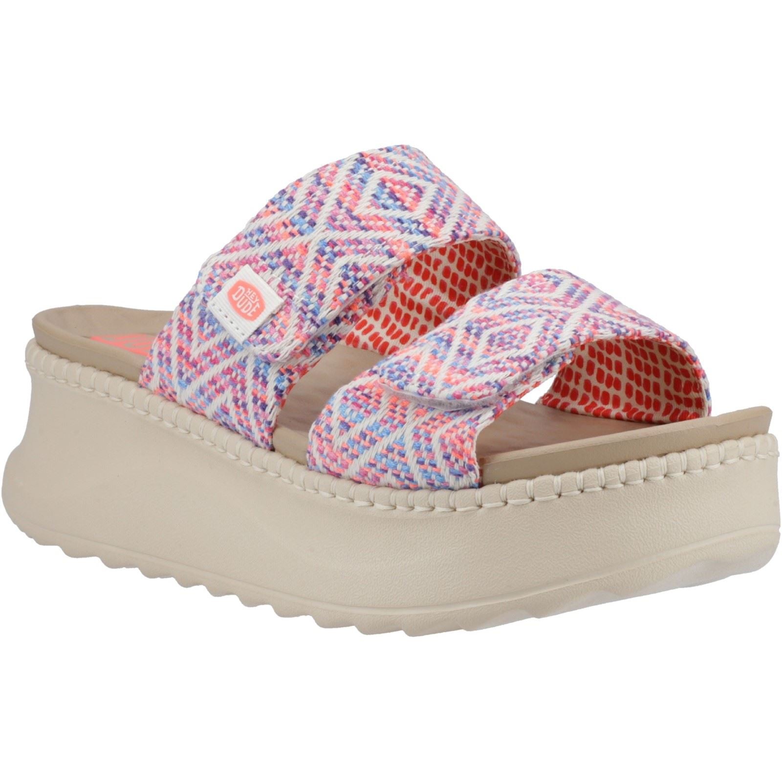 HEYDUDE Delray Slide Surf Baja Synthetic Blend Women's Blue/Pink/Multi Sandals