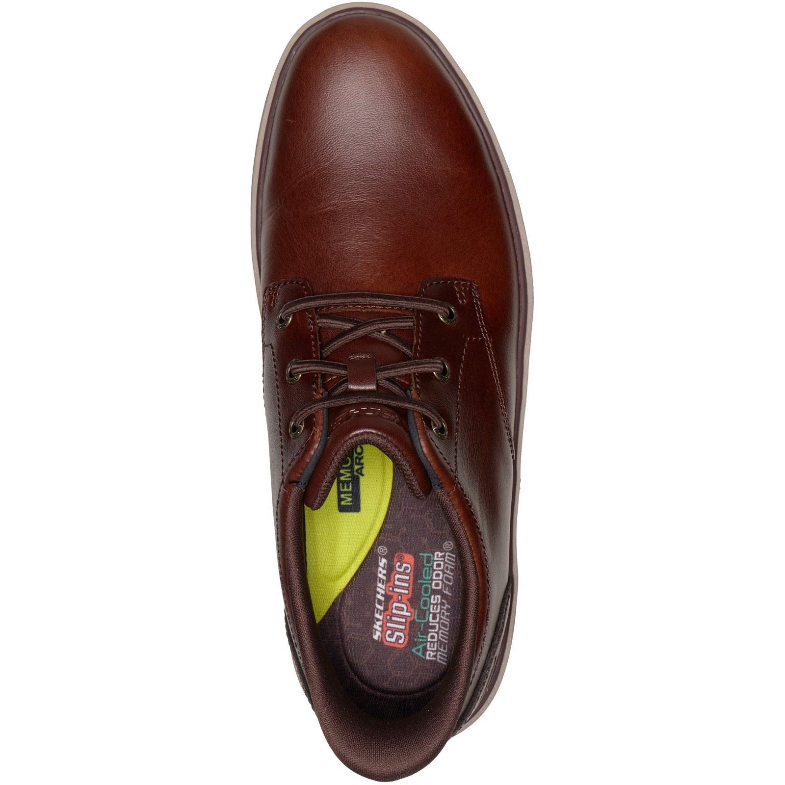 Skechers Burkett Lonzo Leather Men's Brown Leather Lace-Up Shoes