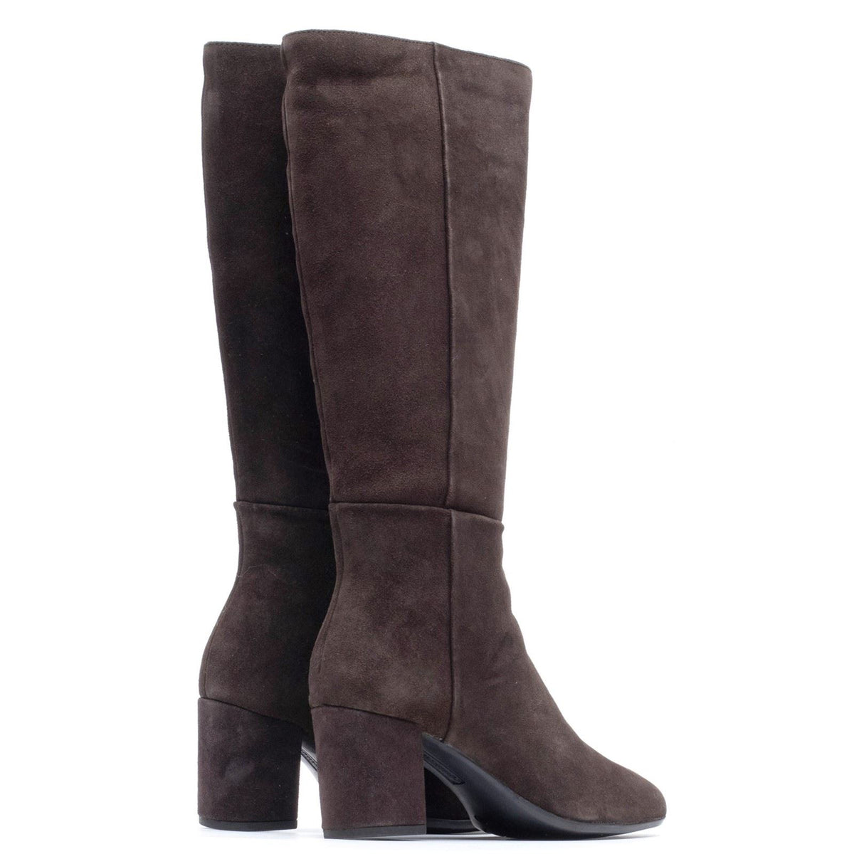 Hush Puppies Oprah Suede Long Leather Women's Chocolate Heeled Knee High Boots