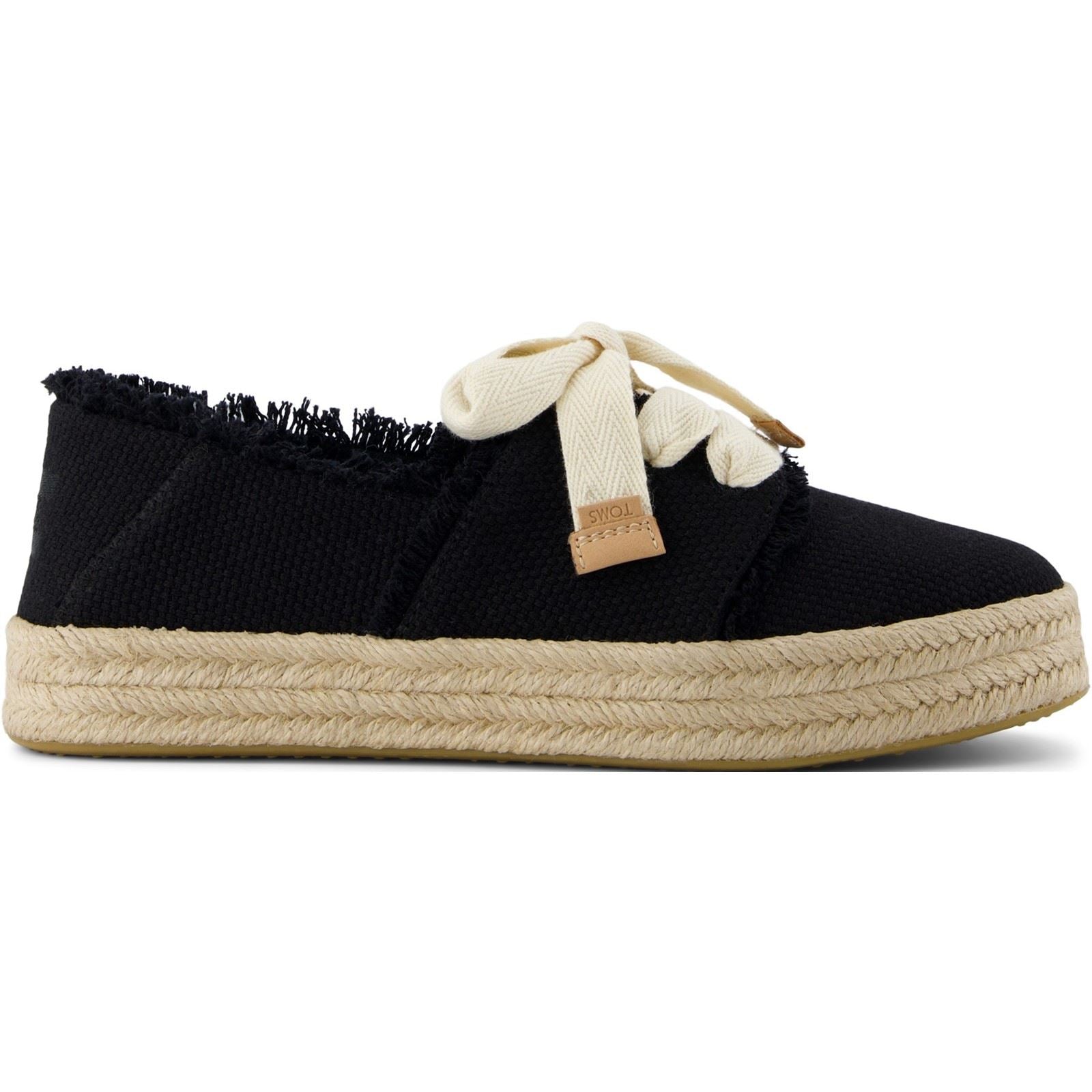 TOMS Carolina Lace Up Cotton Women's Black Beachside Espadrilles