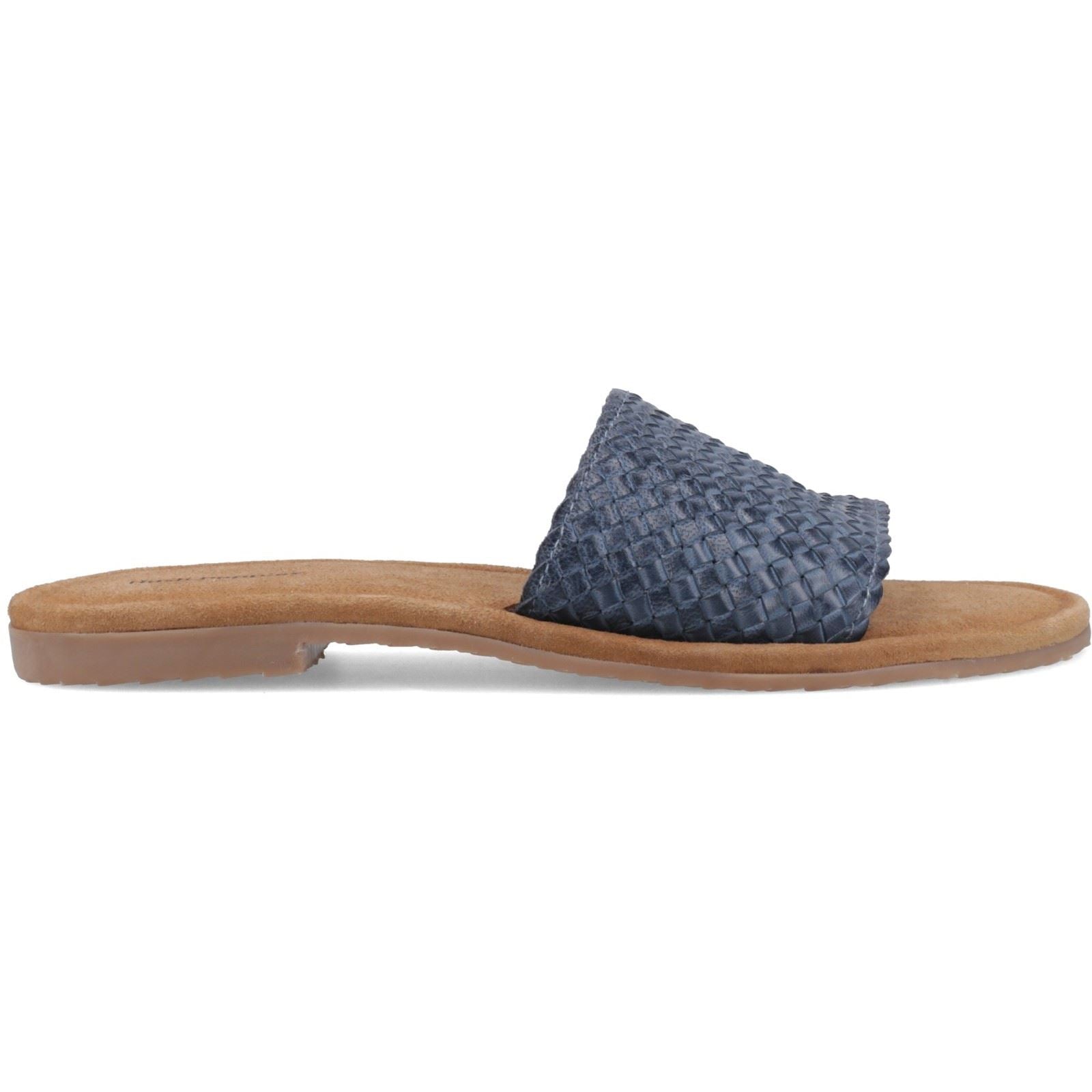 Hush Puppies Hetty Slide Leather Women's Navy Wide Sandals