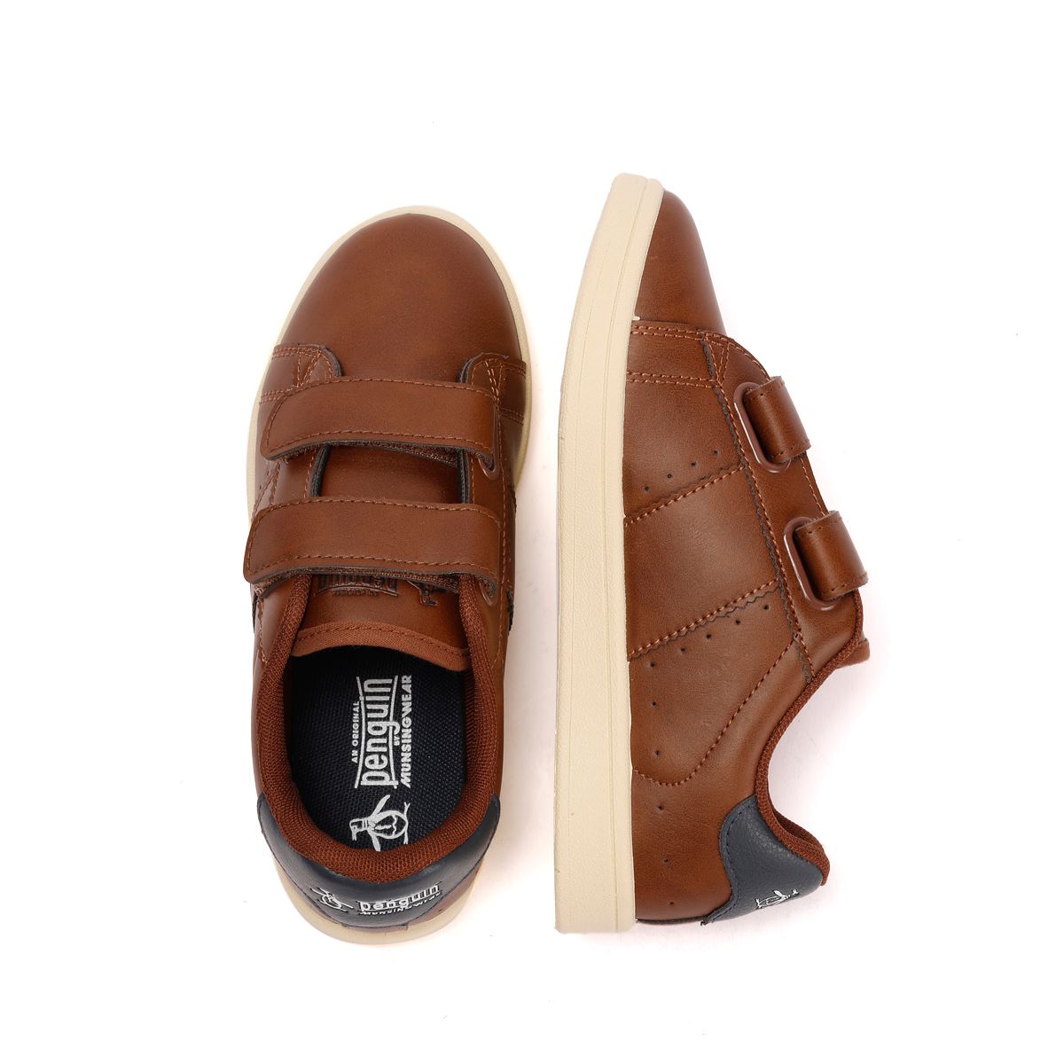 Penguin Junior Marble Tan/Navy Trainers