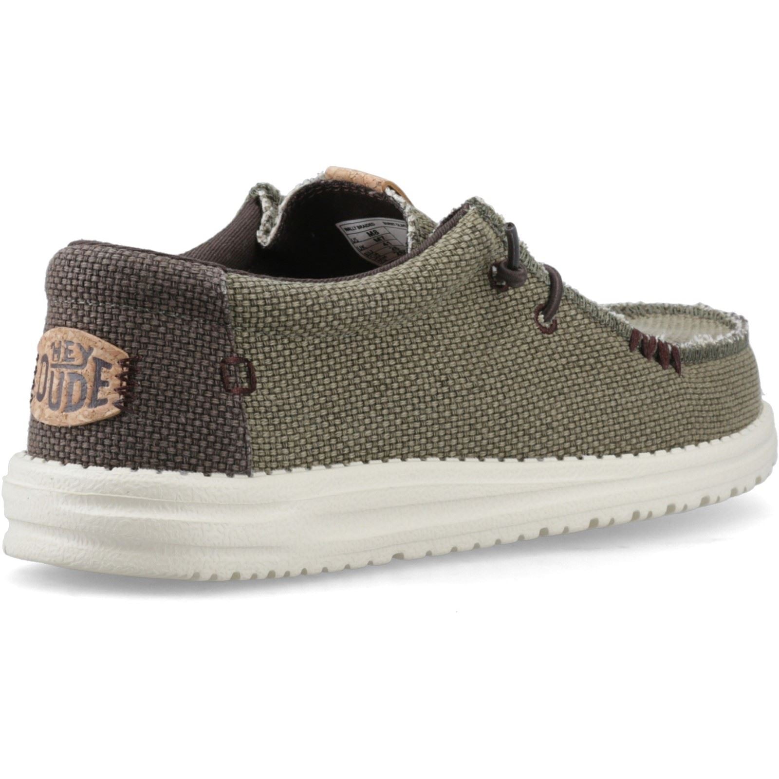 HEYDUDE Wally Braided Polyester Men's Burnt Olive/Delicioso Brown Moccasins Shoes