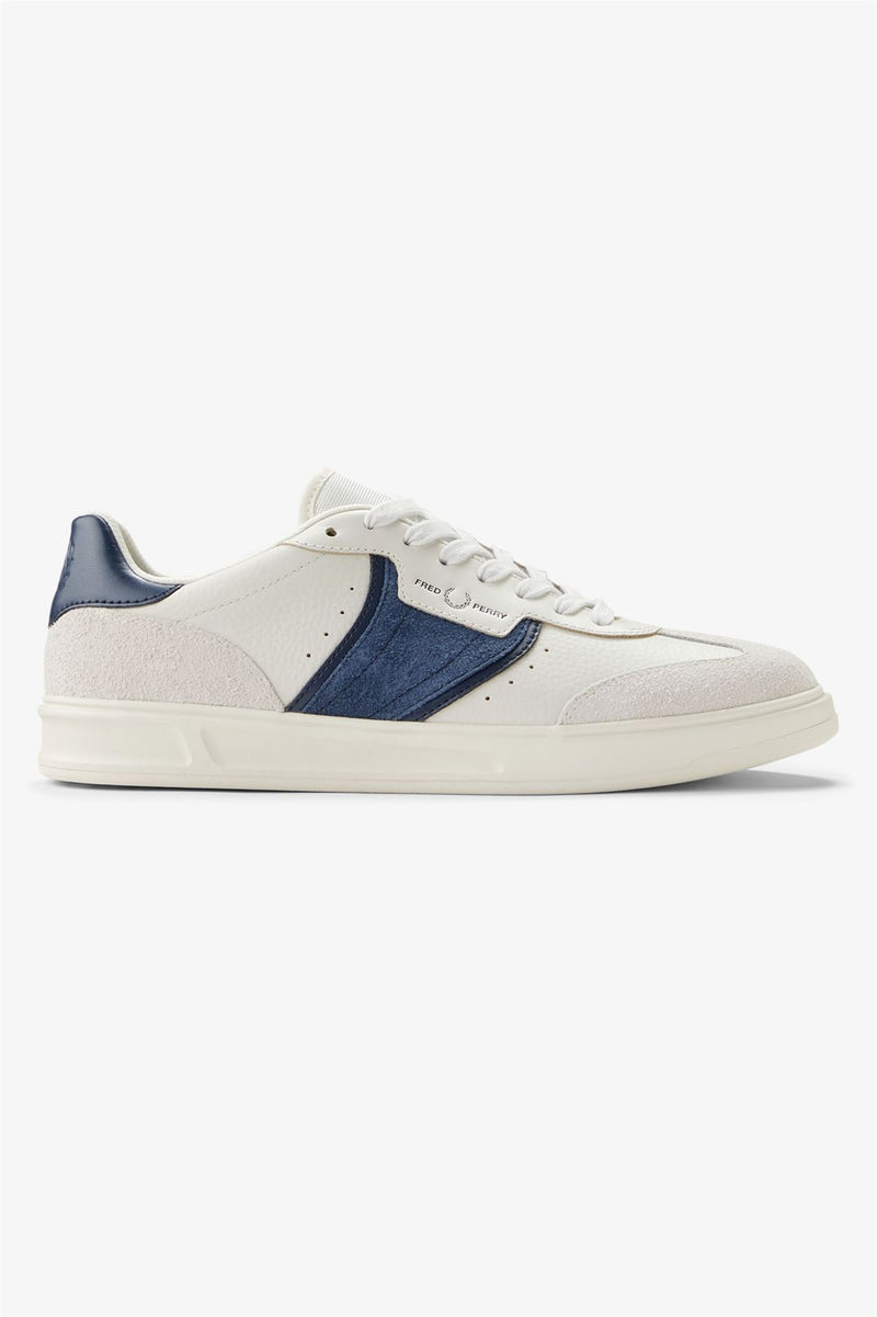 Fred Perry B4 Textured Leather/Suede Men's Porcelain/Blue Trainers