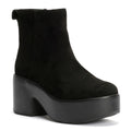 FitFlop Platfforms Heeled Suede Women's Black Ankle Boots