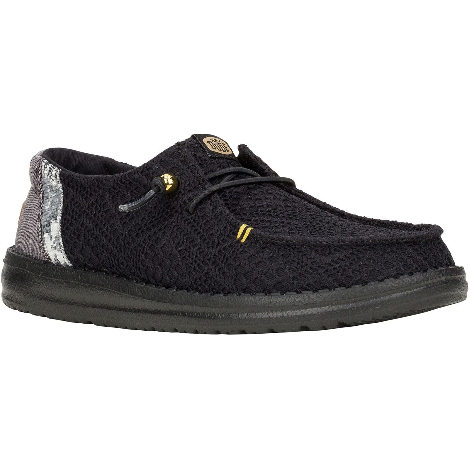 HEYDUDE Wendy Boho Crochet Synthetic Women's Black Loafers