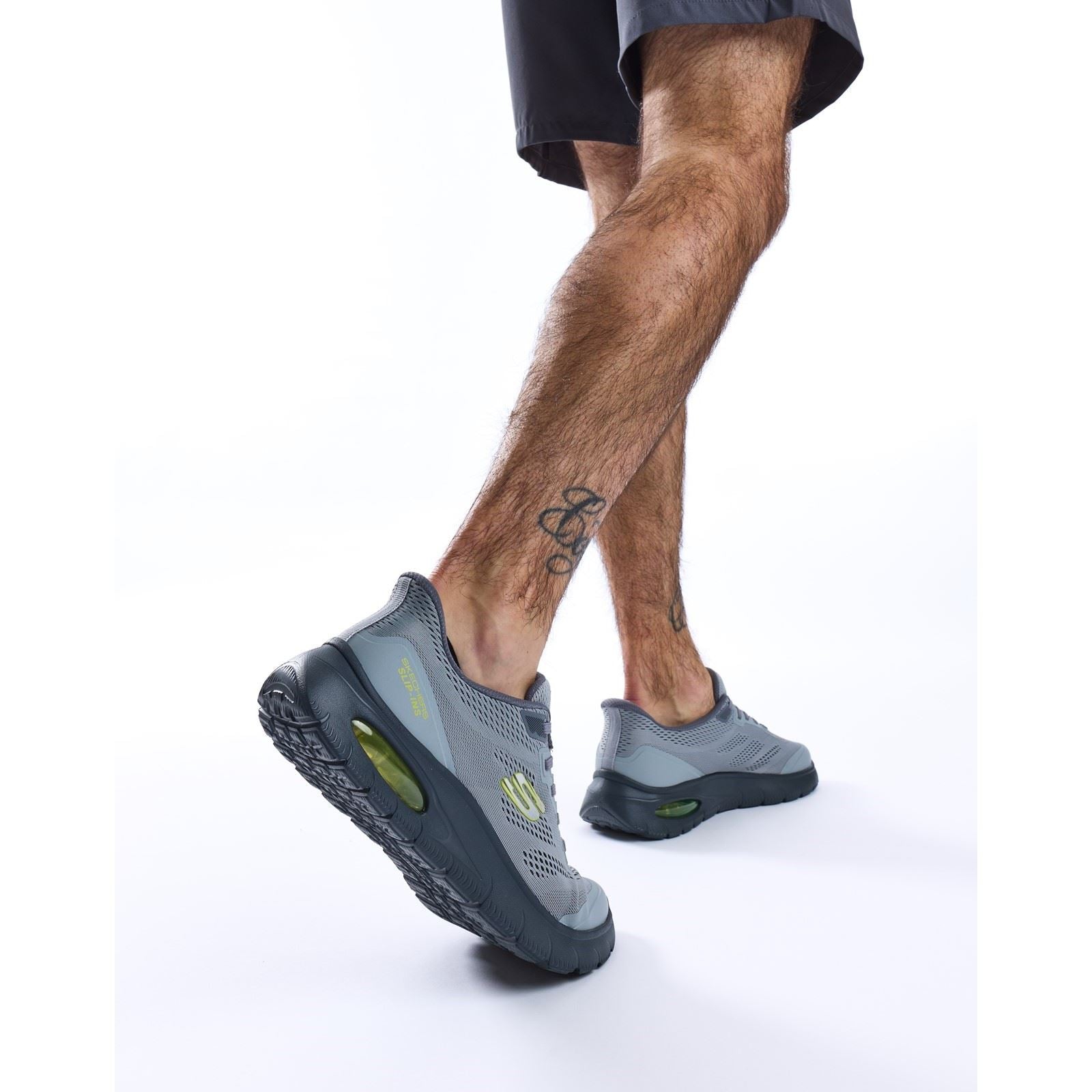 Skechers Skech-Air Summits Textile Men's Charcoal/Lime Trainers