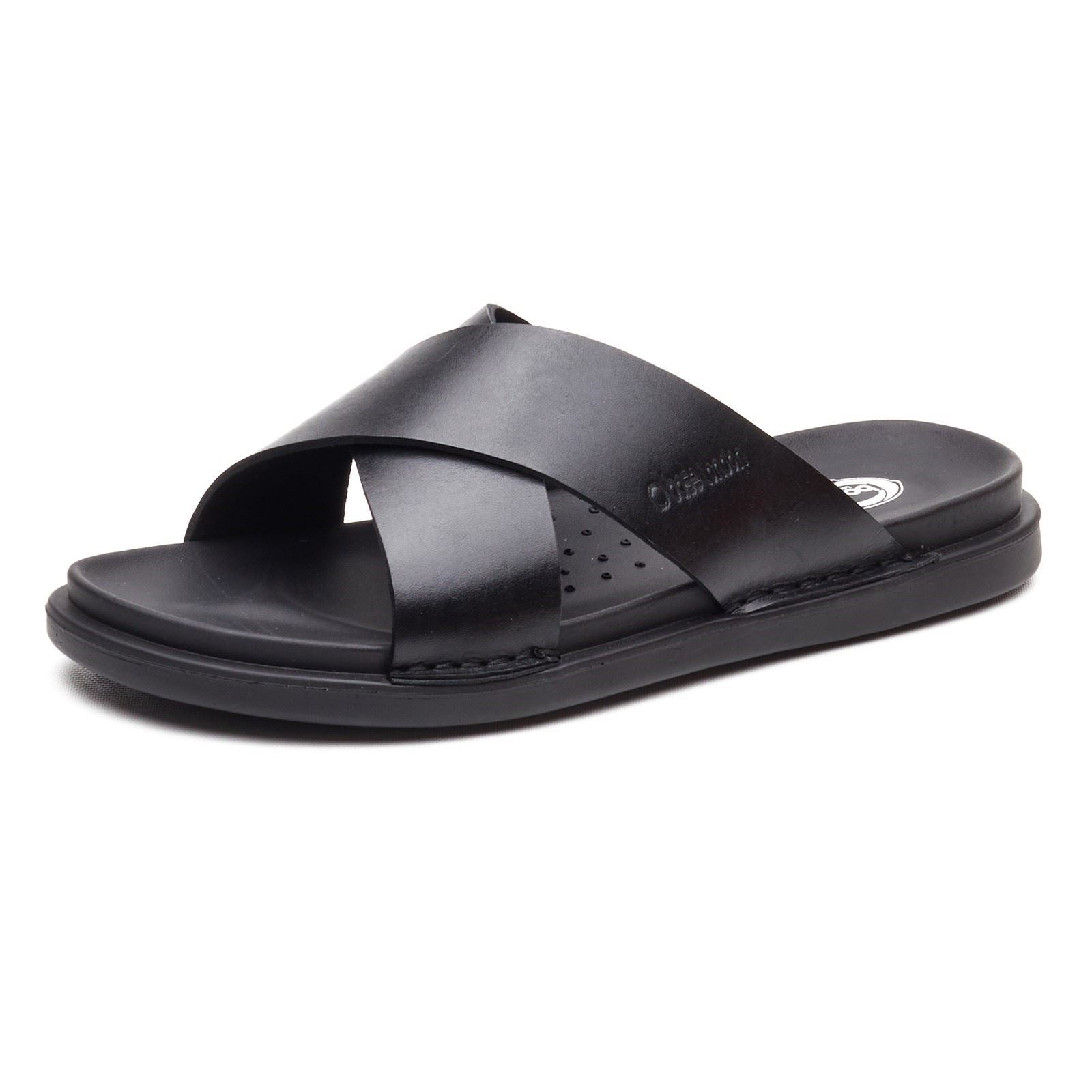 Base London Drift Leather Men's Black Sandals