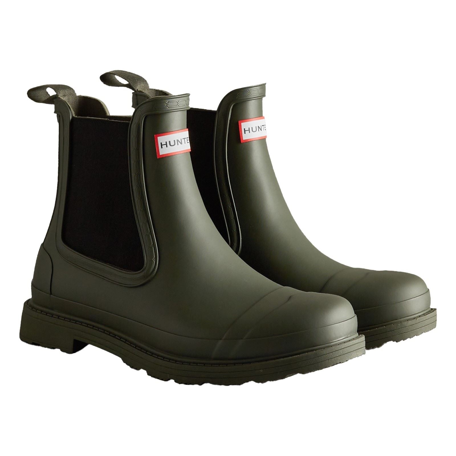 Hunter Commando Rubber Men's Dark Olive Wellington Boots