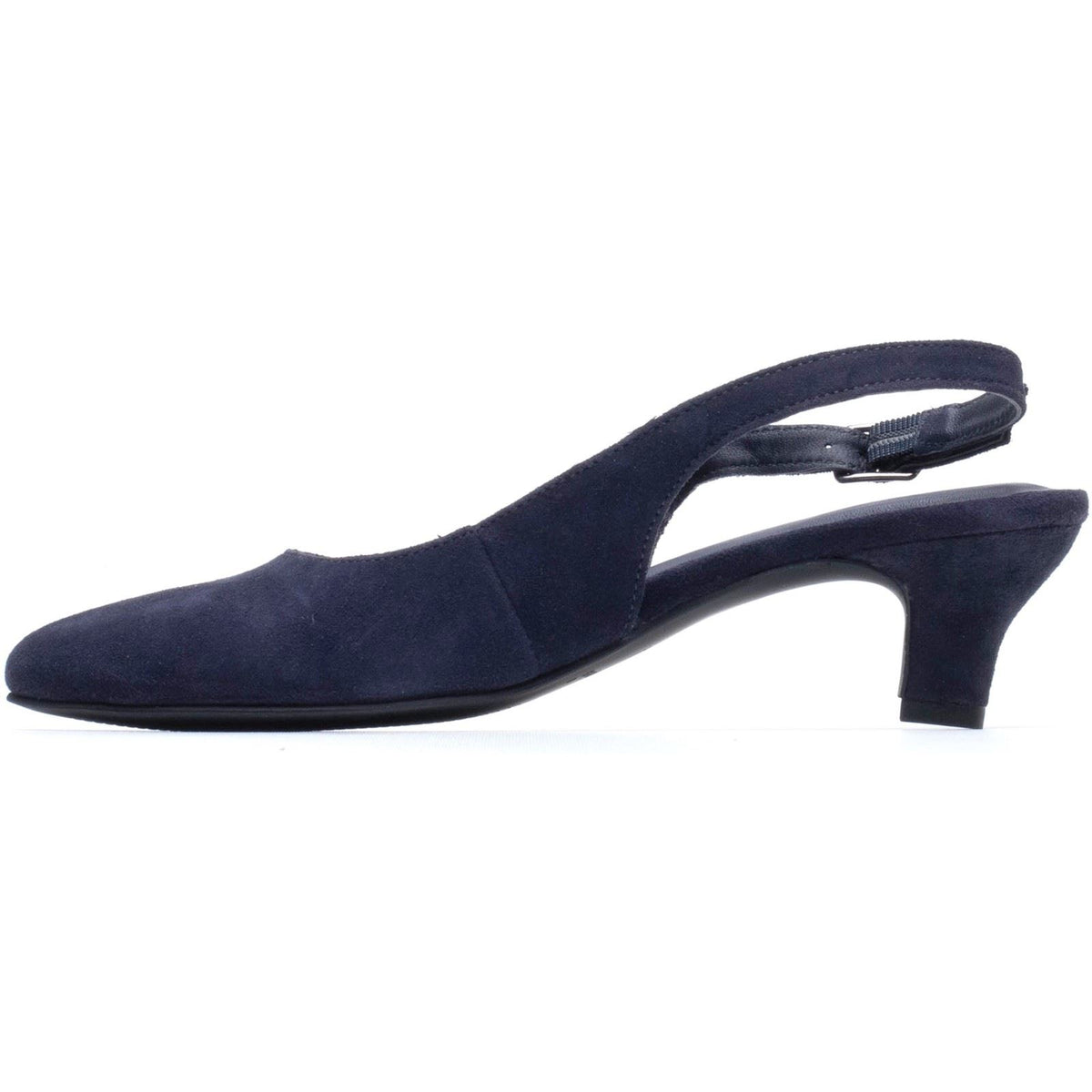 Hush Puppies Nahla Buckle Kitten Heel Leather Women's Navy Round Slingback Shoes